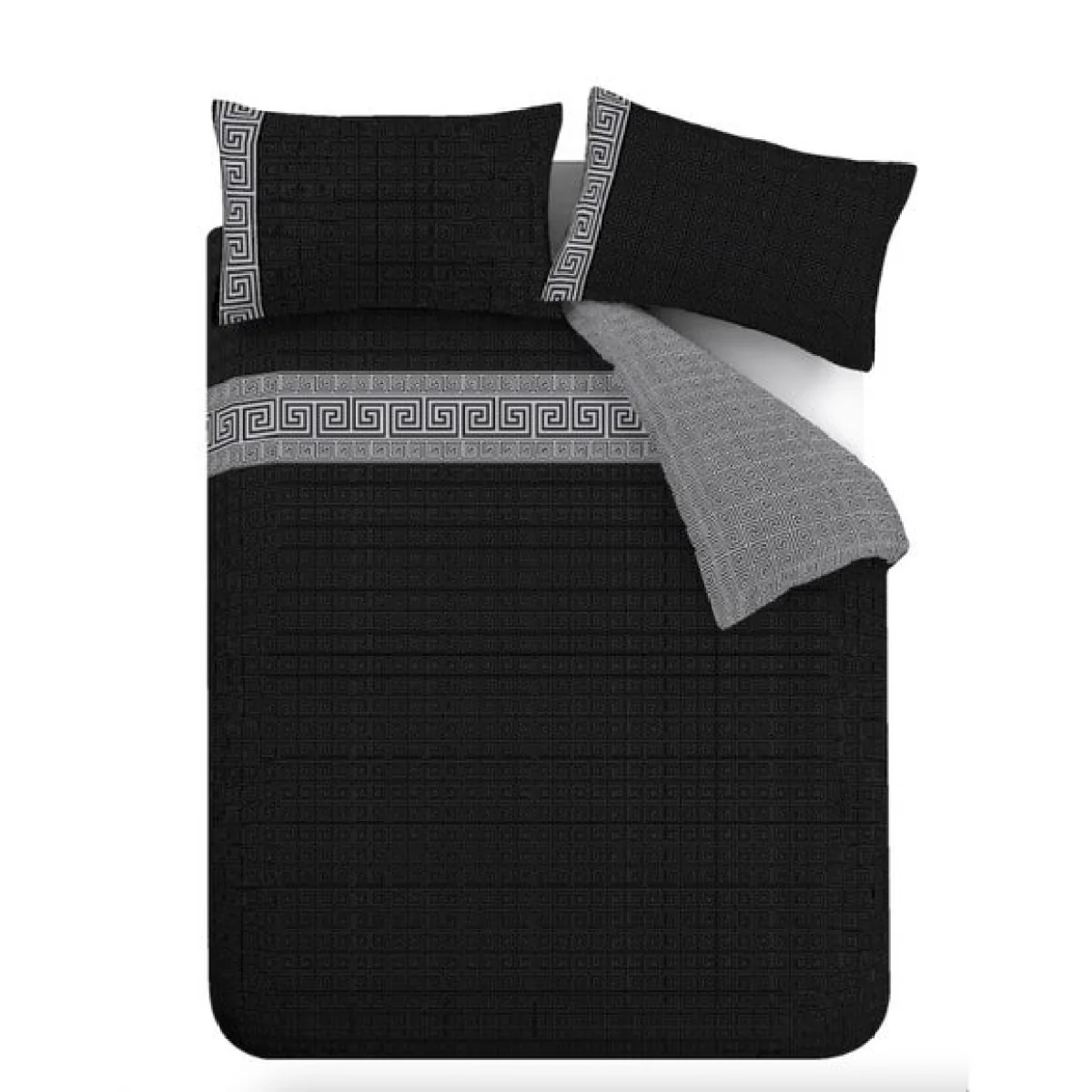 Catherine Lansfield Artemis Greek Key Black Duvet Cover and Pillowcase Set Black – image 5