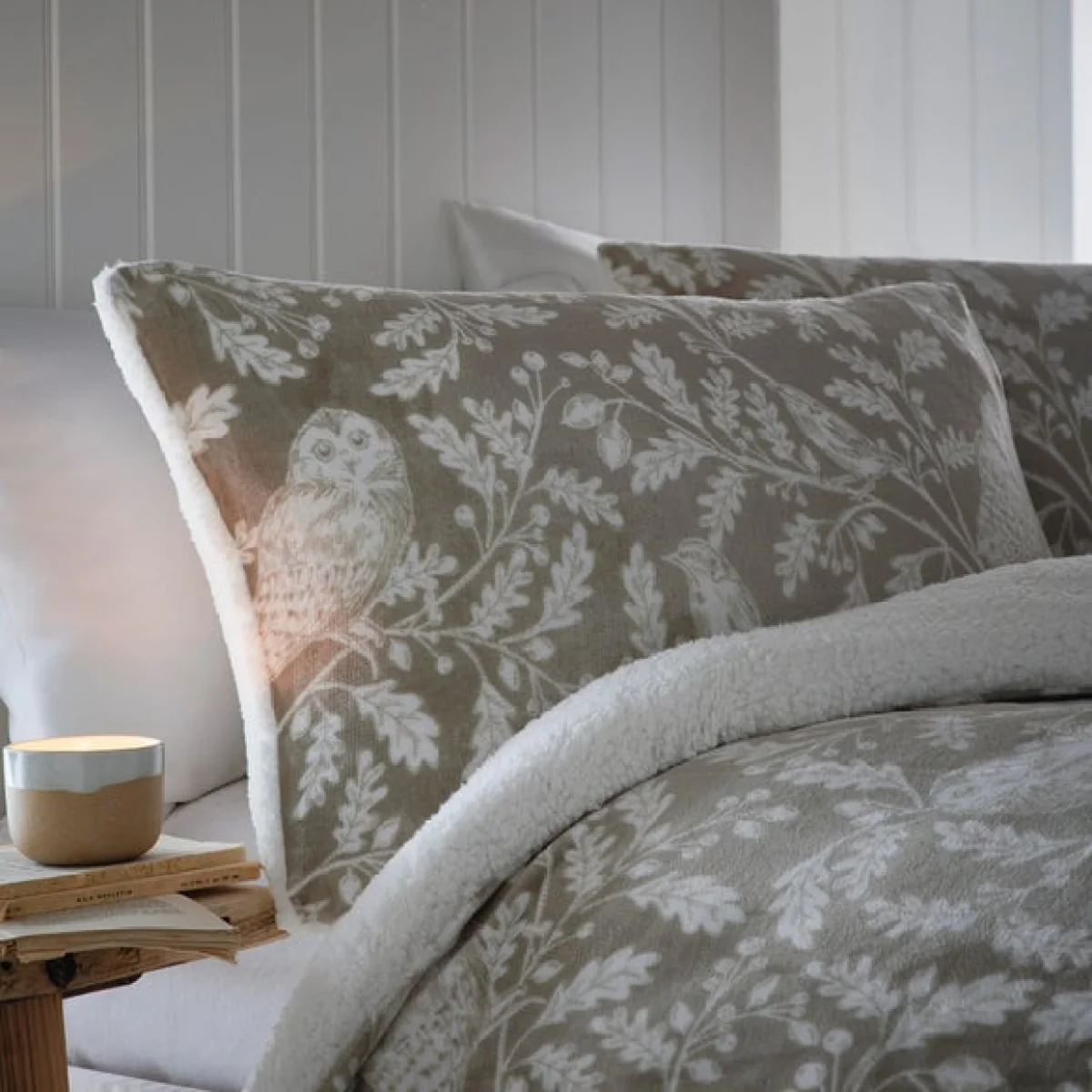 Dreams and Drapes Lodge Woodland Owls Sage Duvet Cover and Pillowcase Set Sage – image 2