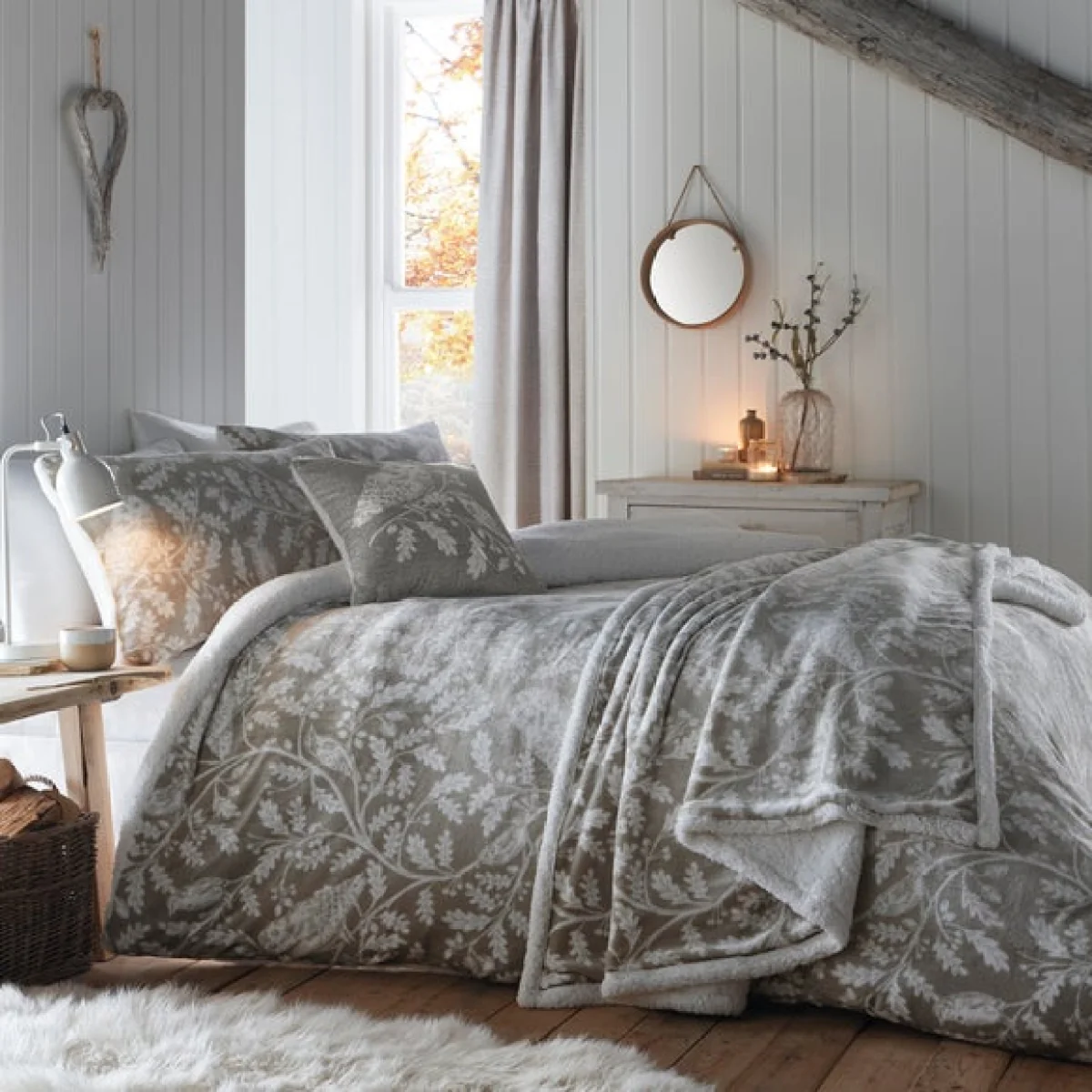 Dreams and Drapes Lodge Woodland Owls Sage Duvet Cover and Pillowcase Set Sage – image 4