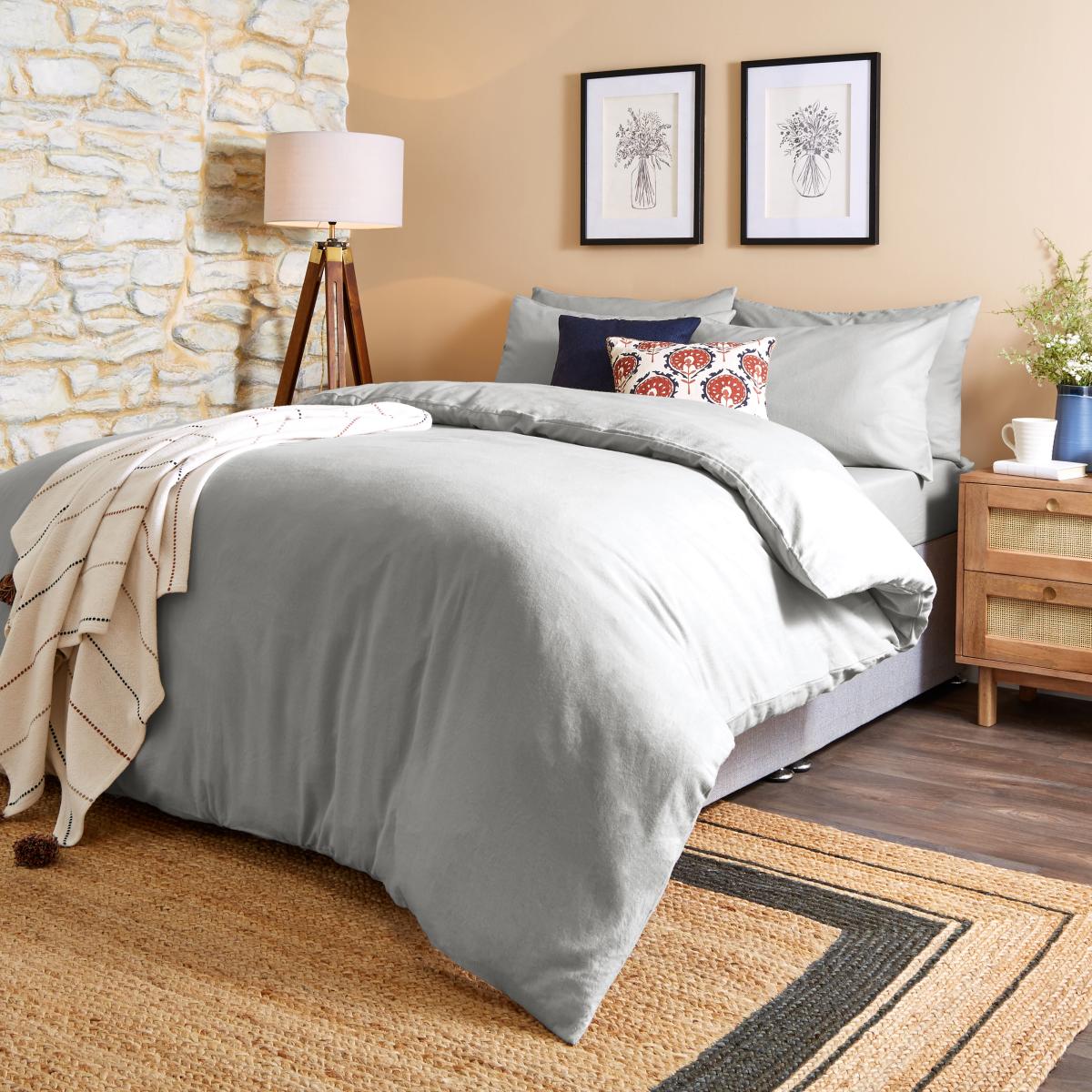 Simply Brushed Cotton Duvet Cover and Pillowcase Set Natural – image 2