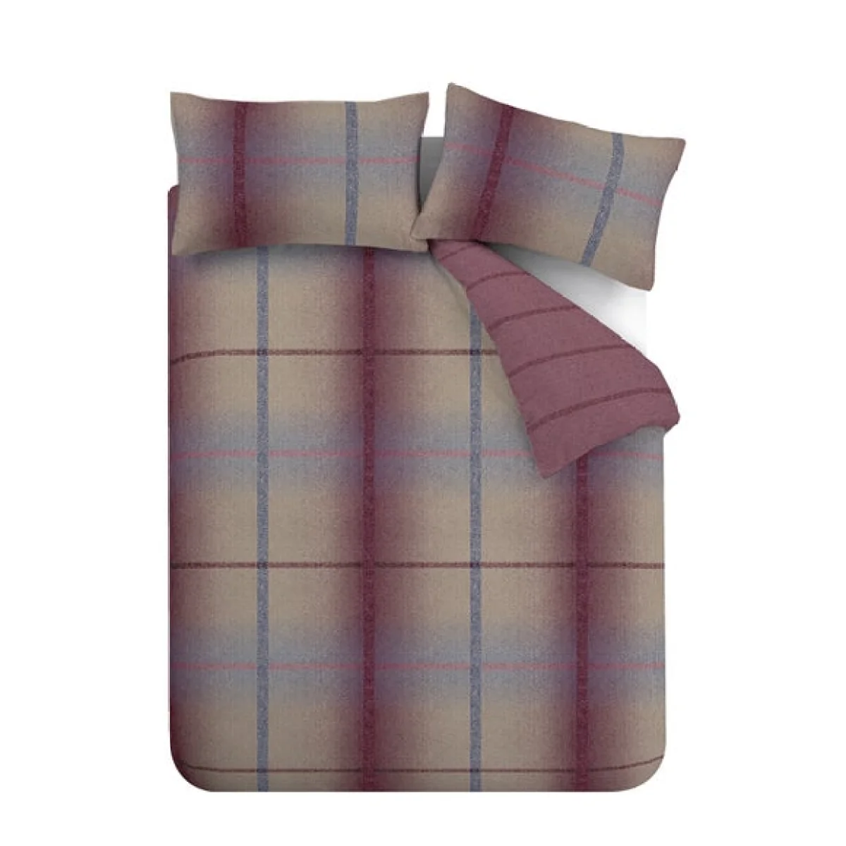 Catherine Lansfield Melrose Tweed 100% Brushed Cotton Duvet Cover & Pillowcase Set Plum Purple – image 5
