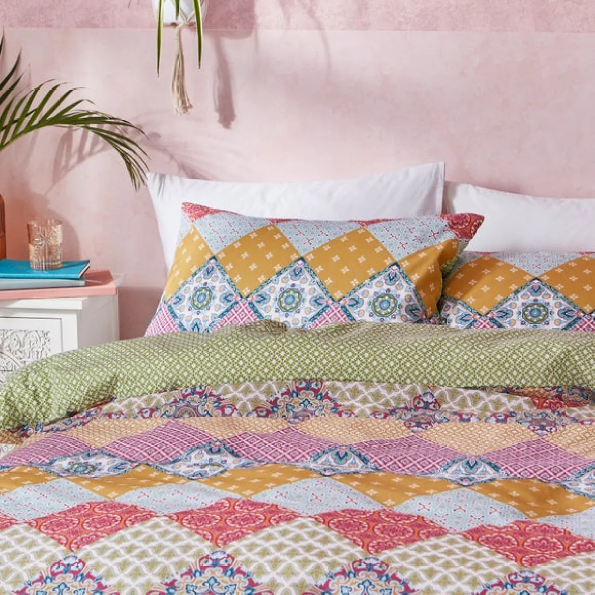 Global Patchwork Duvet Cover Set Pink – image 3