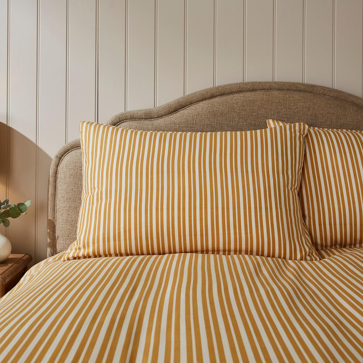 Lennon Stripe Yellow Reversible Duvet Cover & Pillowcase Set Yellow – image 3