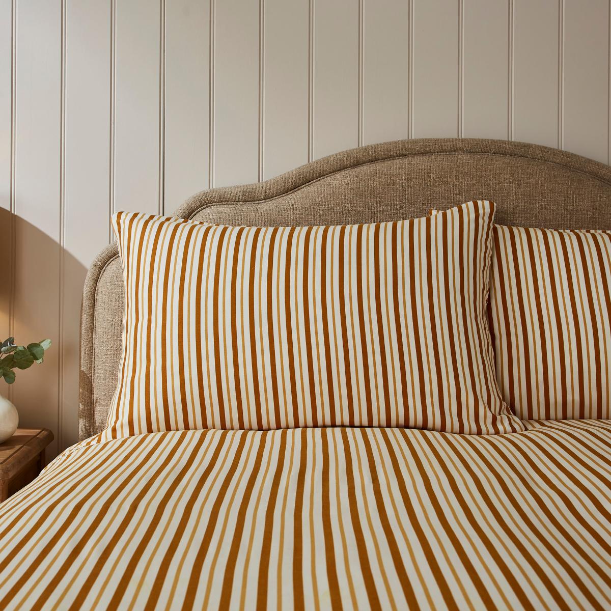 Lennon Stripe Yellow Reversible Duvet Cover & Pillowcase Set Yellow – image 4