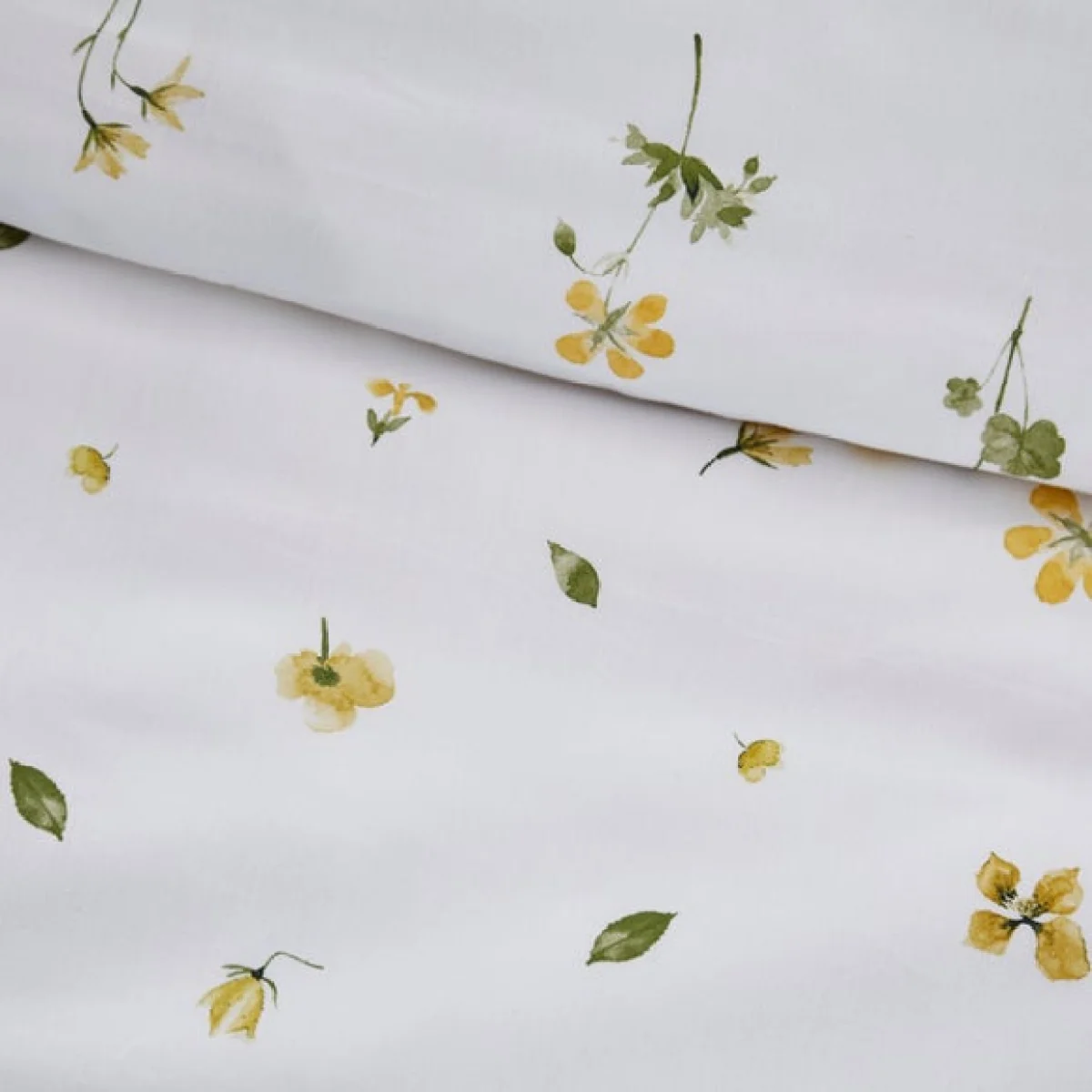 Pressed Floral Yellow 100% Cotton Duvet Cover and Pillowcase Set Yellow/White/Green – image 5