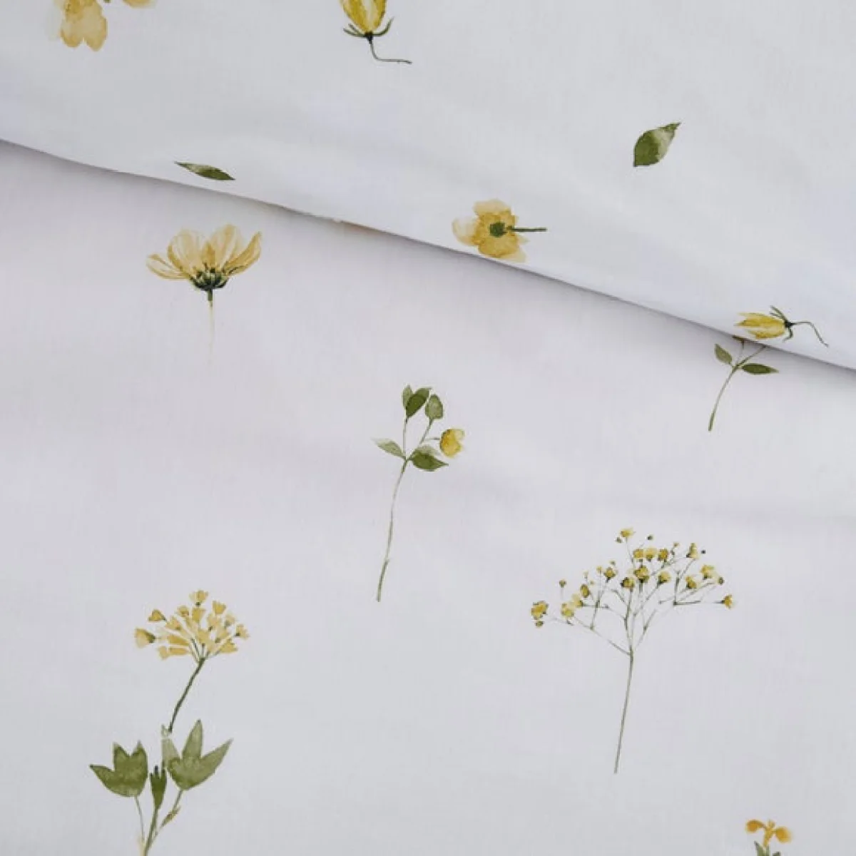 Pressed Floral Yellow 100% Cotton Duvet Cover and Pillowcase Set Yellow/White/Green – image 6