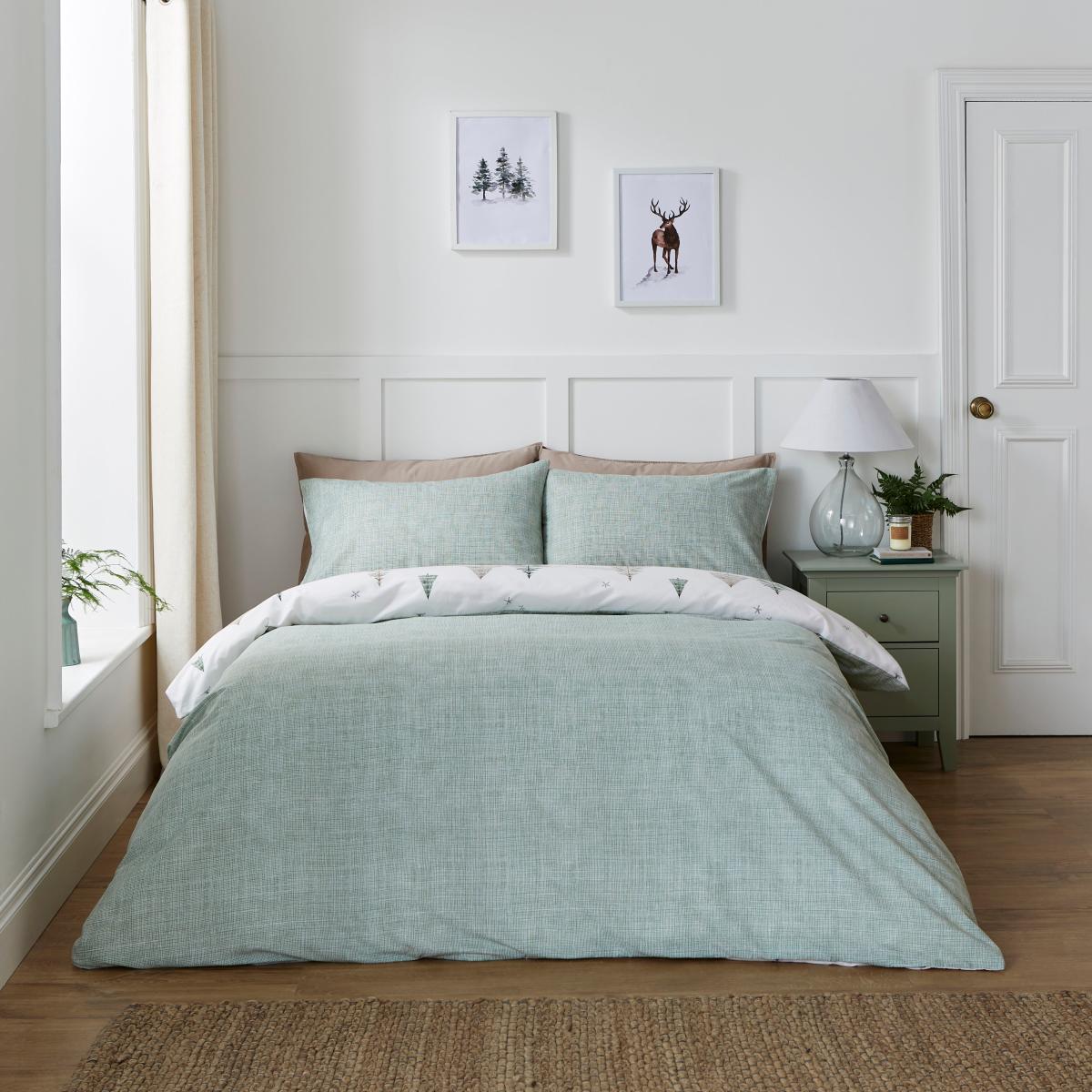 Pine Forest Cosy Easycare Duvet Cover and Pillowcase Set Natural – image 3