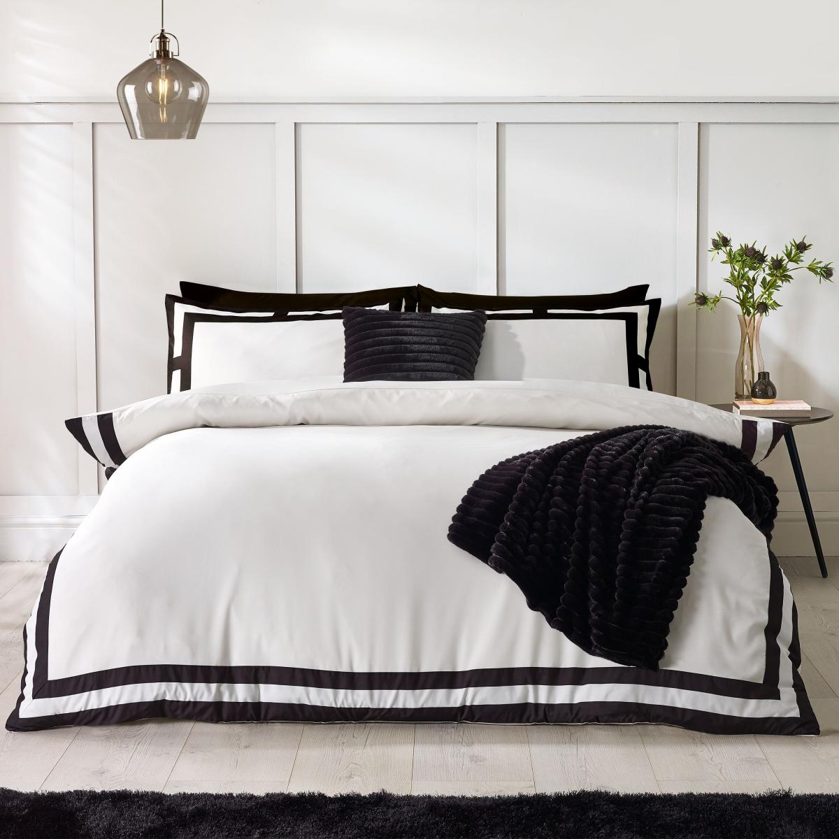 Catherine Lansfield So Soft Mono Panel Duvet Cover & Pillowcase Set – image 1