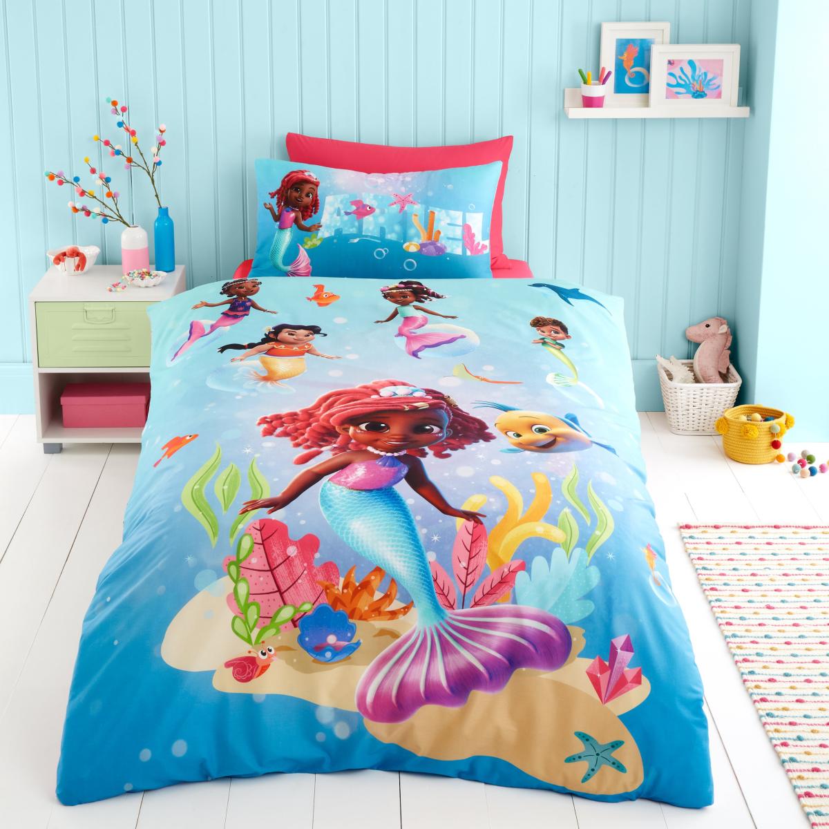 Preschool Ariel Duvet Cover and Pillowcase Set Blue – image 1