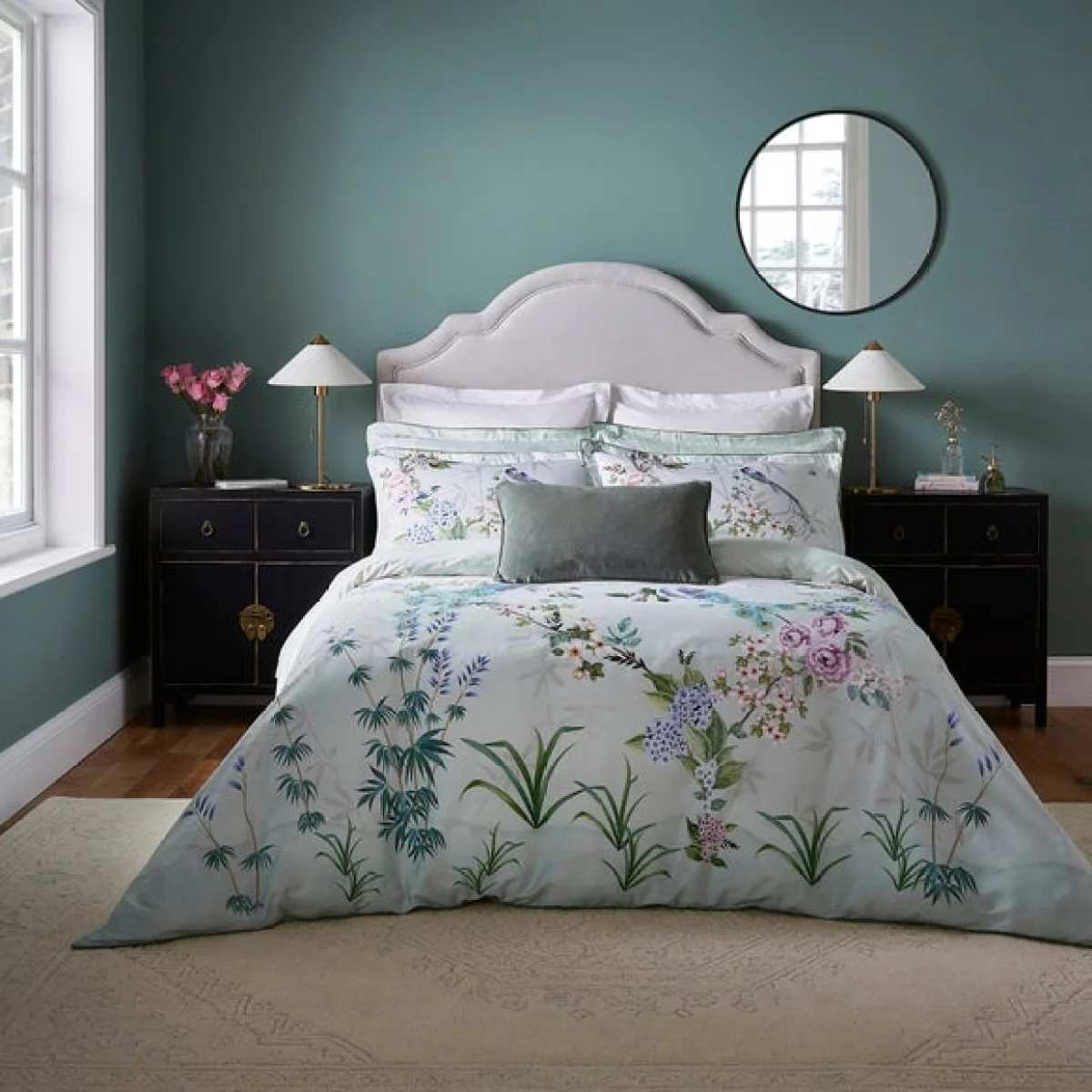 Dorma Love Bird Cotton Duvet Cover and Pillowcase Set Green – image 1