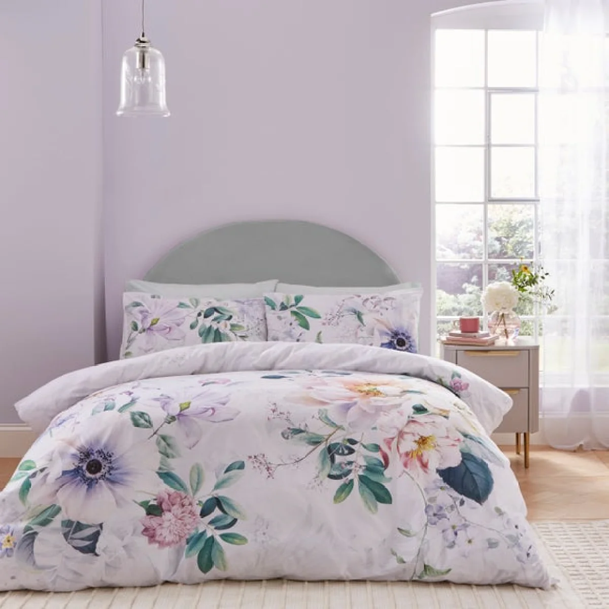 Tansy Floral Duvet Cover Set Off-White – image 1