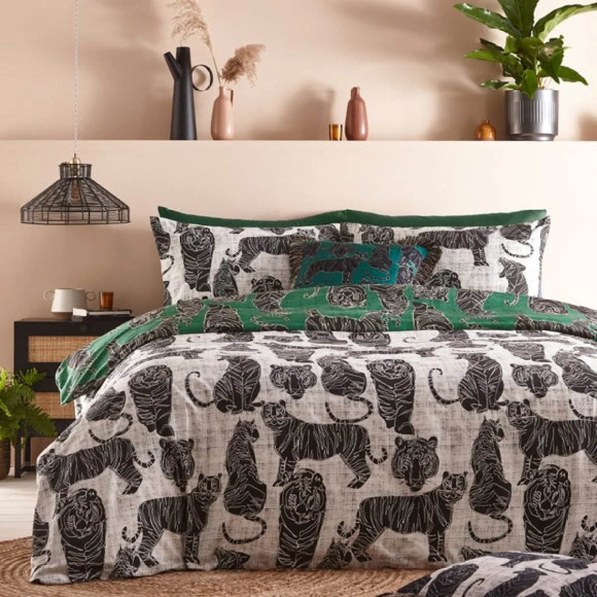 furn. Wildcat Duvet Cover Set Jungle Green Green – image 2