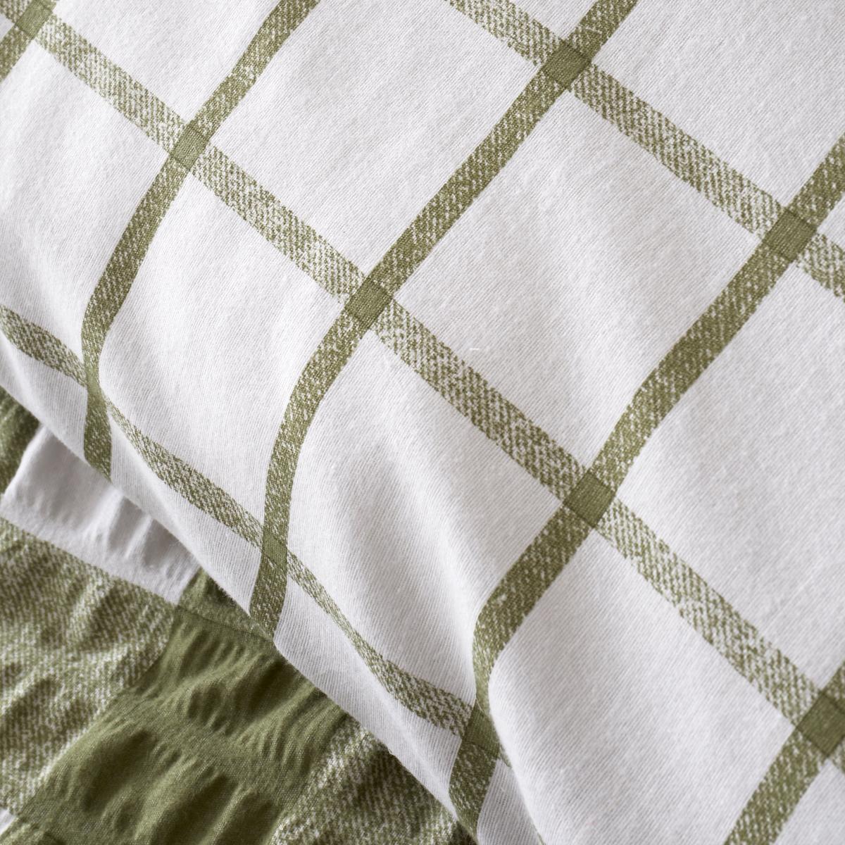 Catherine Lansfield Olive Gingham Seersucker Duvet Cover and Pillowcase Set Olive (Green) – image 4