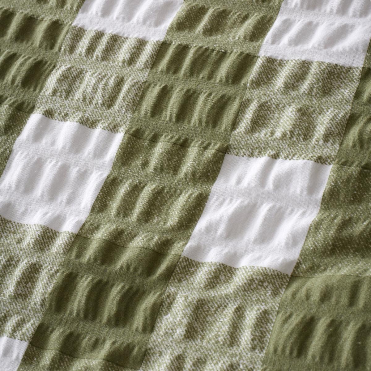 Catherine Lansfield Olive Gingham Seersucker Duvet Cover and Pillowcase Set Olive (Green) – image 5