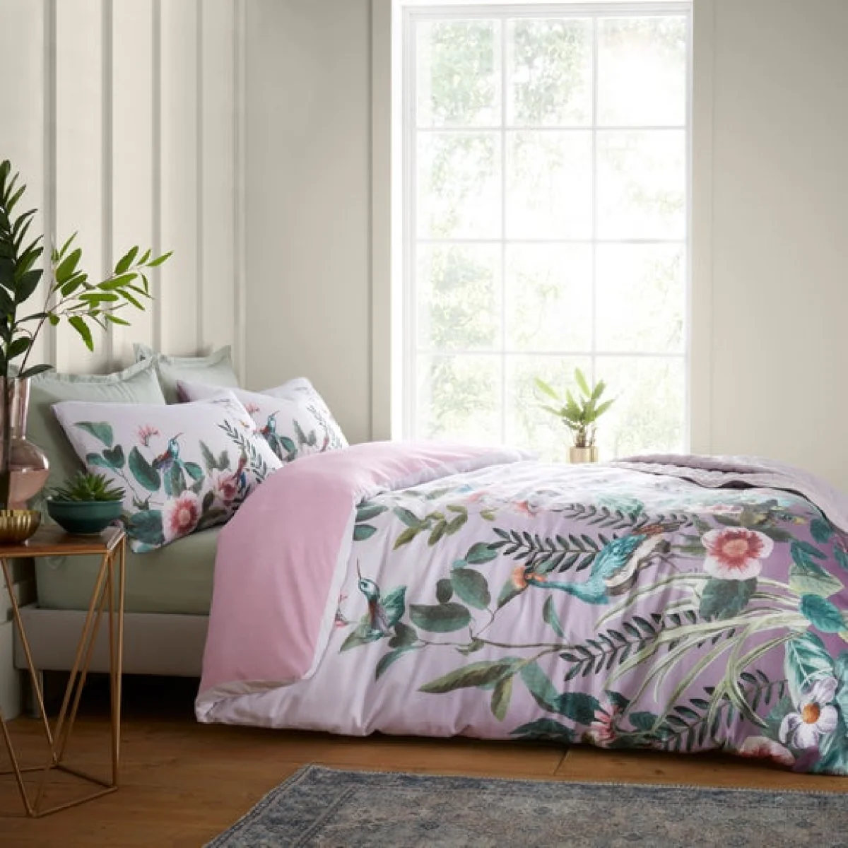 Peacock Gardenia Grey 100% Cotton Duvet Cover and Pillowcase Set Grey – image 7