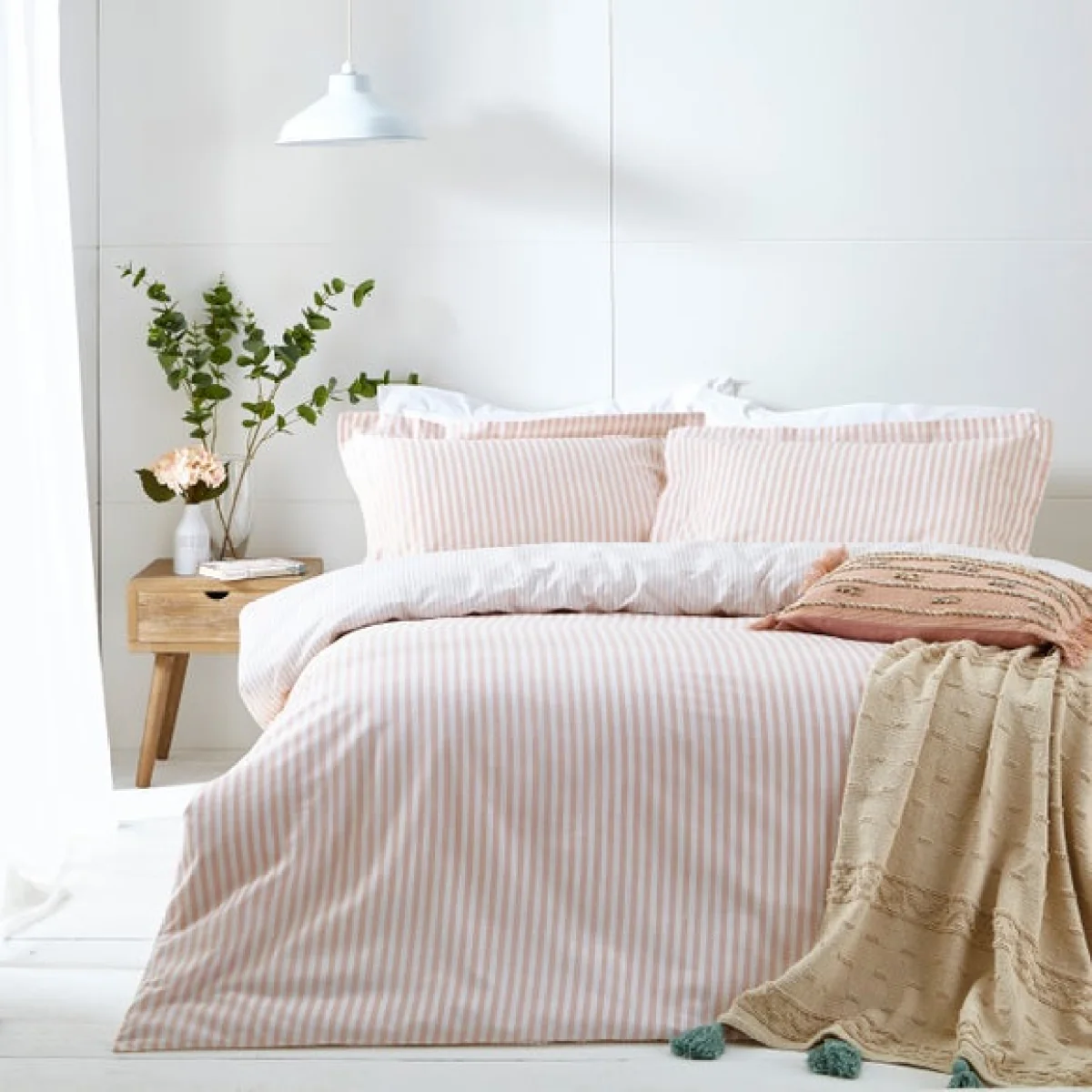 The Linen Yard Hebden Blush 100% Cotton Duvet Cover & Pillowcase Set Blush – image 2