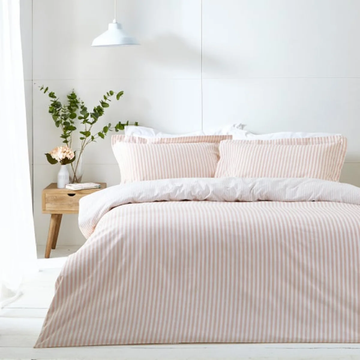 The Linen Yard Hebden Blush 100% Cotton Duvet Cover & Pillowcase Set Blush – image 1