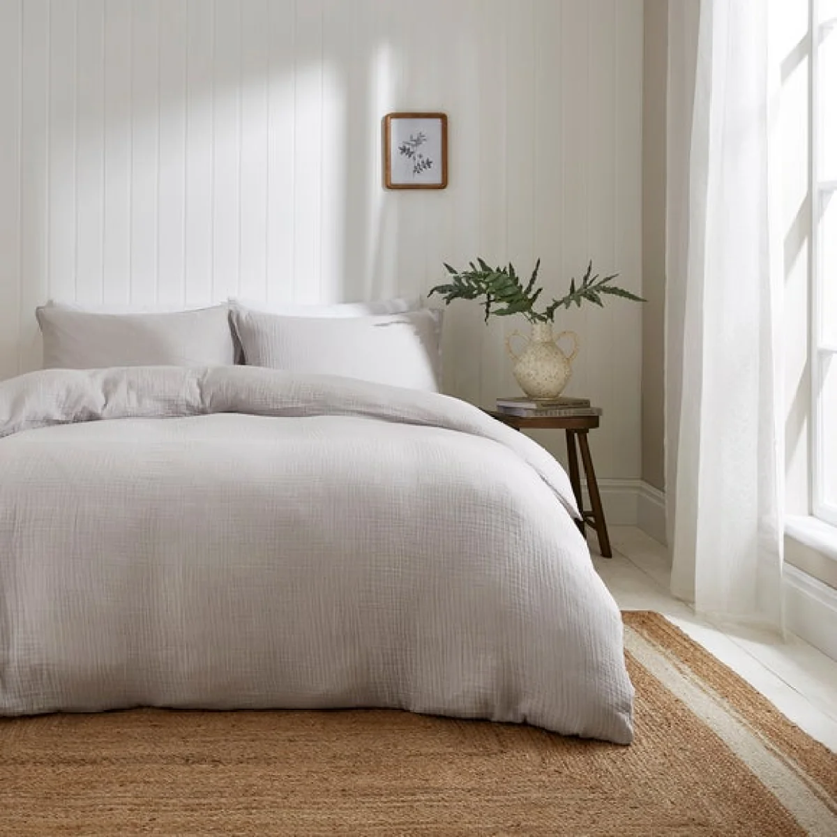 Cotton Muslin Duvet Cover Set Sage – image 2