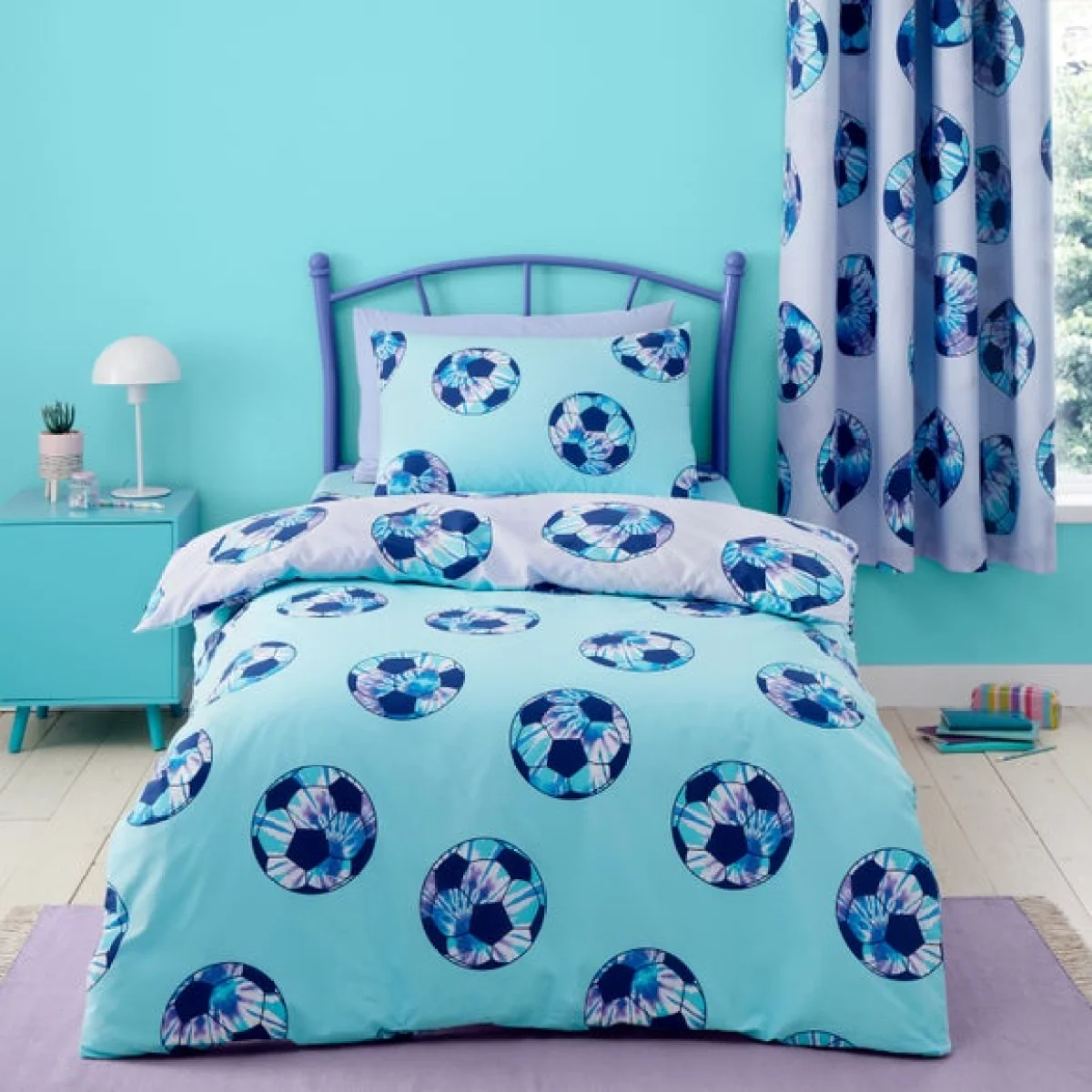 Tie Dye Football Purple Reversible Duvet Cover and Pillowcase Set Purple – image 3