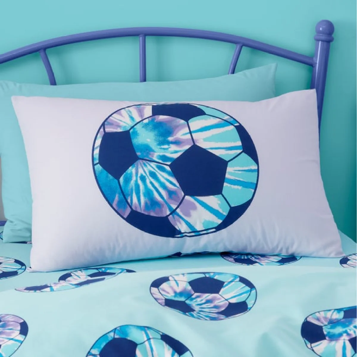 Tie Dye Football Purple Reversible Duvet Cover and Pillowcase Set Purple – image 4