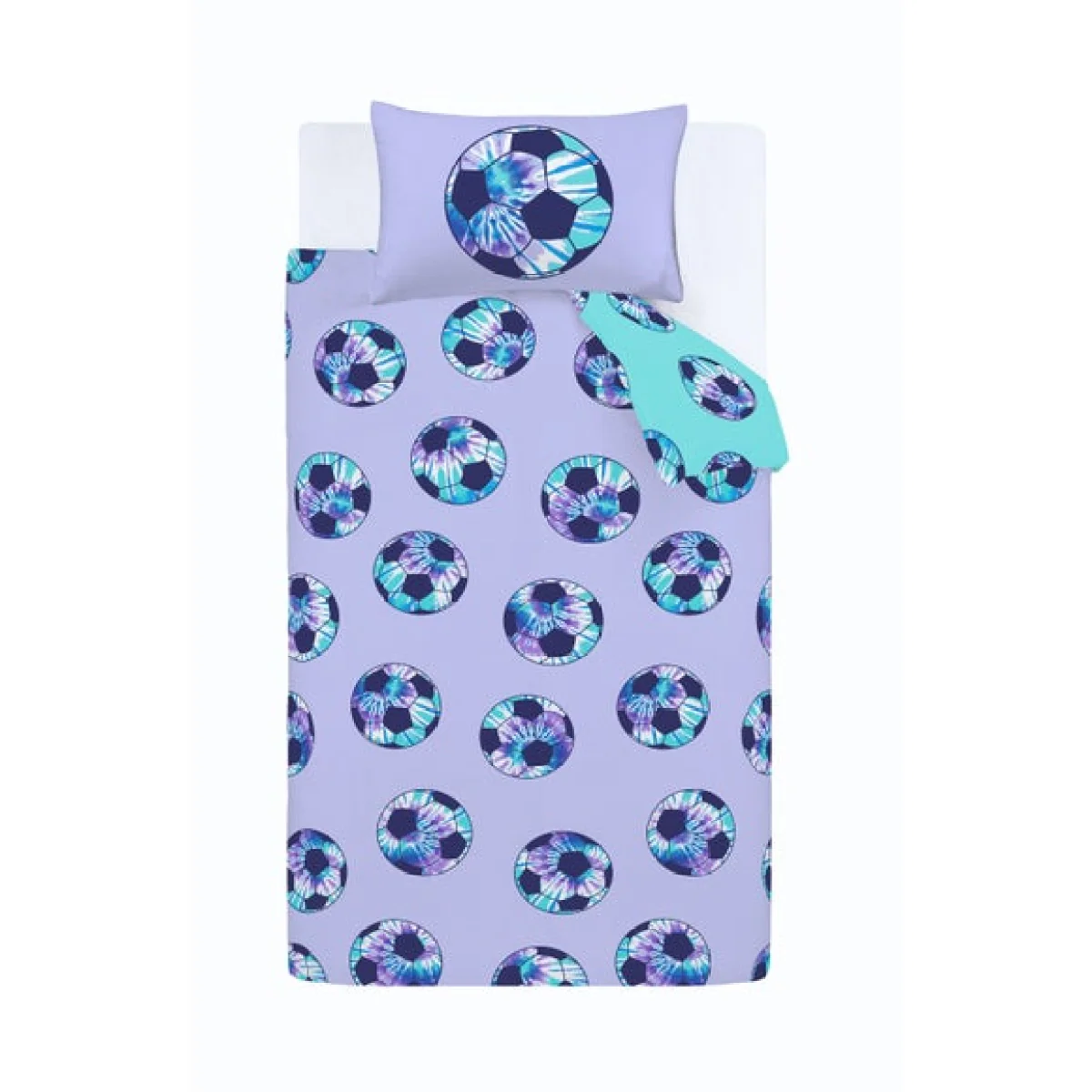Tie Dye Football Purple Reversible Duvet Cover and Pillowcase Set Purple – image 6