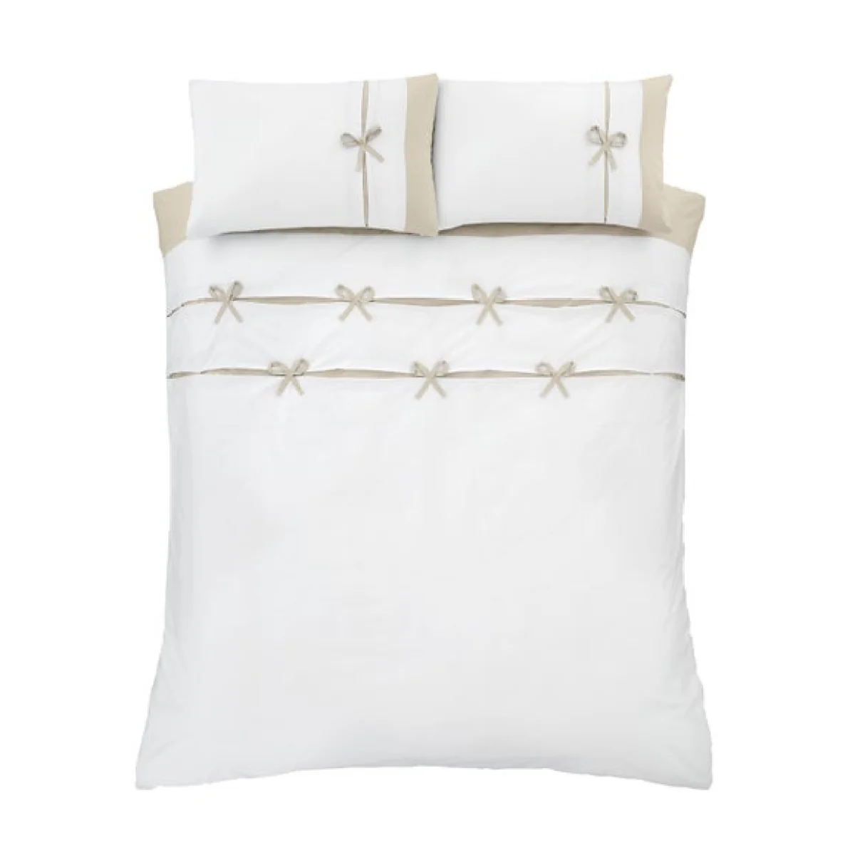 Catherine Lansfield Milo Bow Natural Duvet Cover and Pillowcase Set Natural – image 5