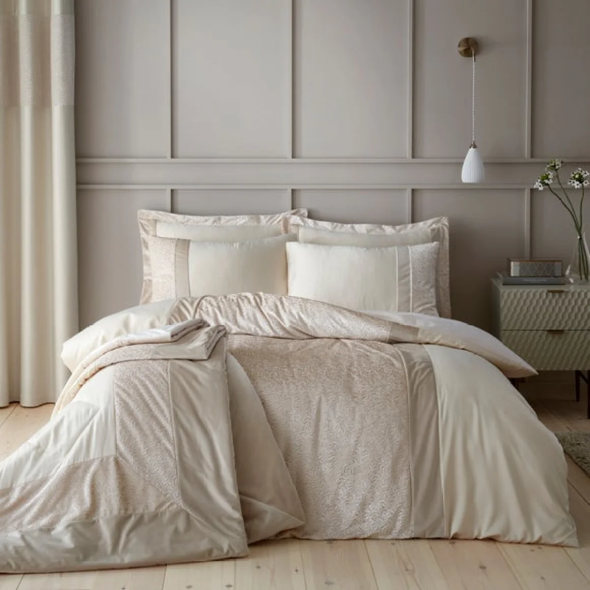 Beverley Champagne Duvet Cover and Pillowcase Set Beige – image 5