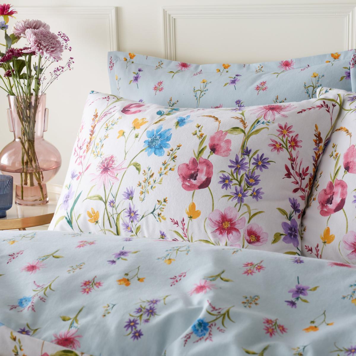 Foxley Ditsy Floral Brushed Cotton Duvet Cover and Pillowcase Set White – image 2