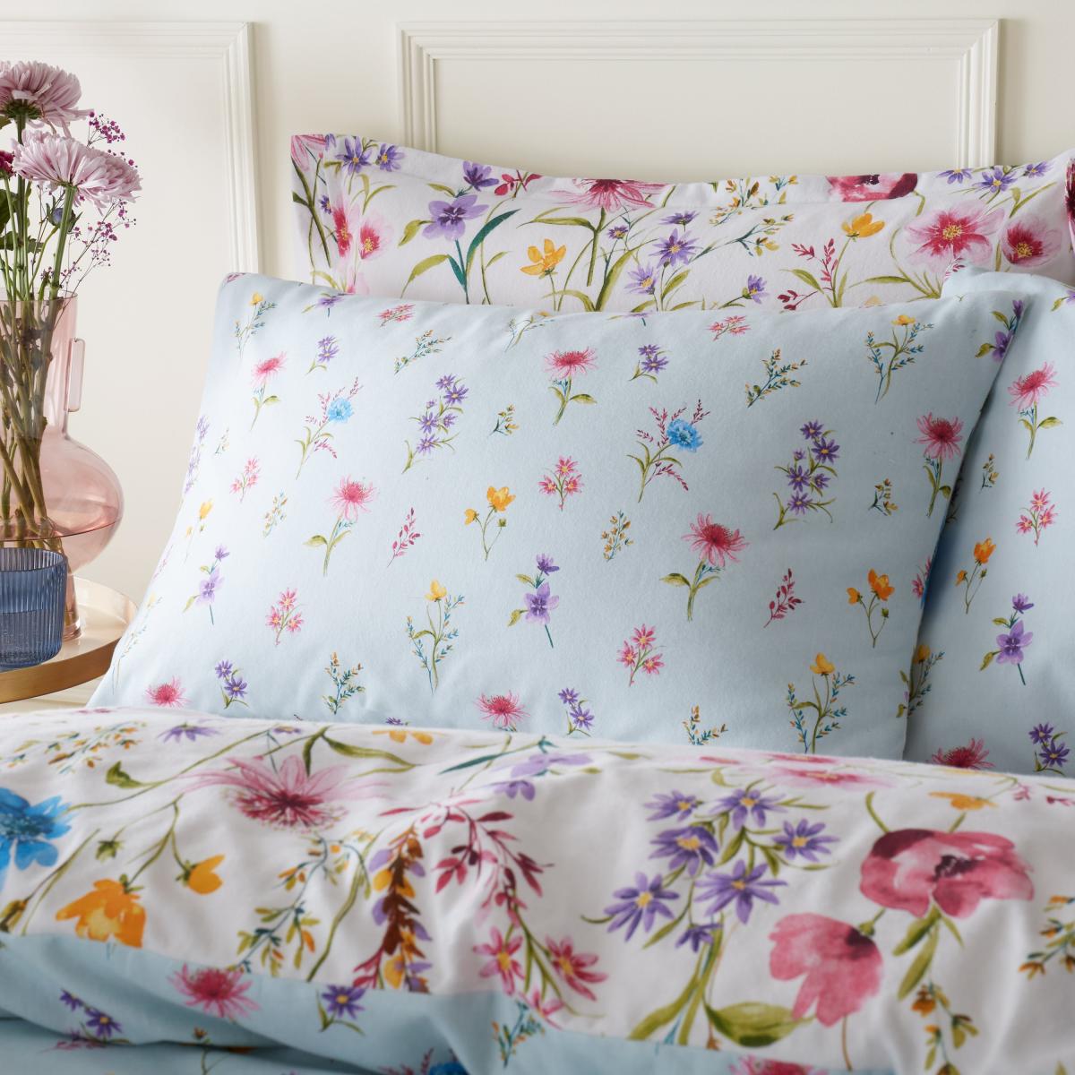 Foxley Ditsy Floral Brushed Cotton Duvet Cover and Pillowcase Set White – image 4