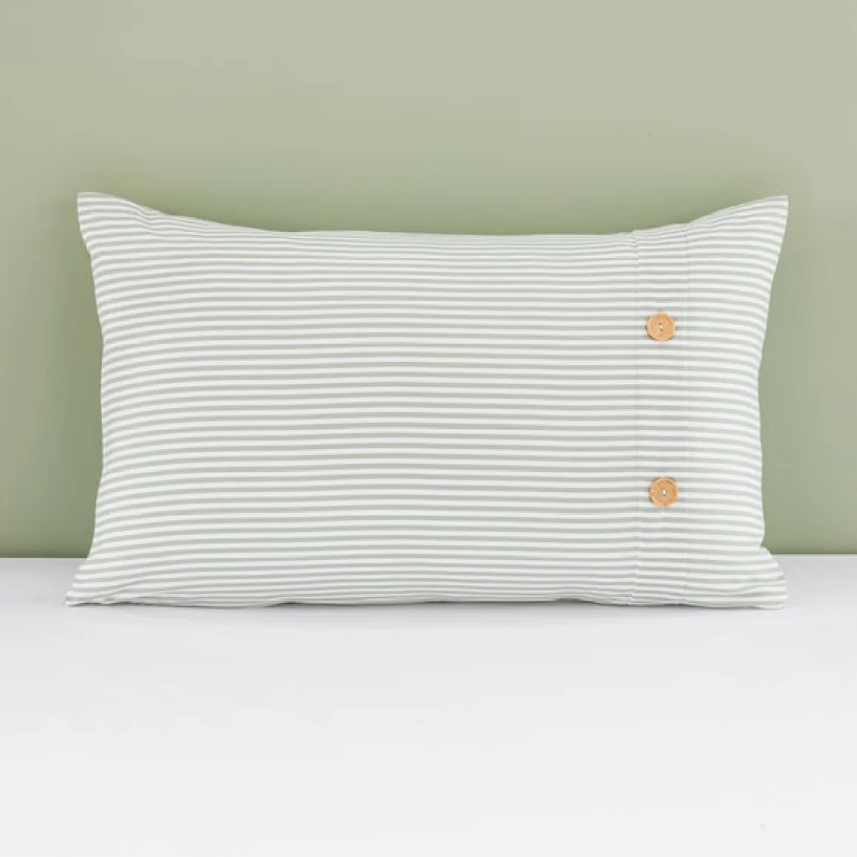 Khai Stripe Sage Duvet Cover and Pillowcase Set Sage (Green) – image 2