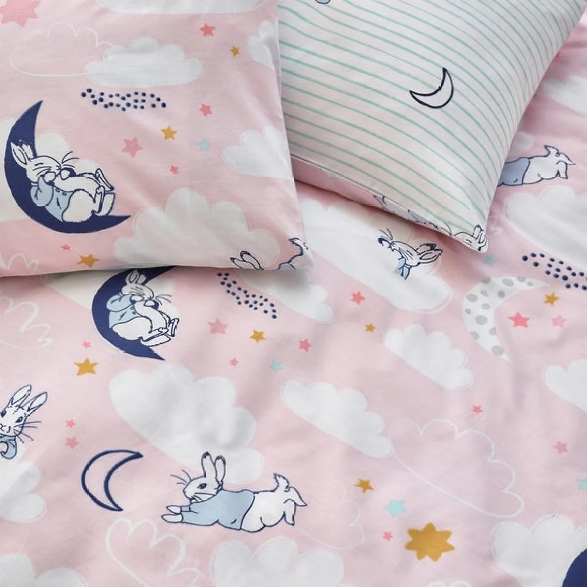Peter Rabbit™ Sleepy Head Pink Duvet Cover and Pillowcase Set Pink/White – image 3