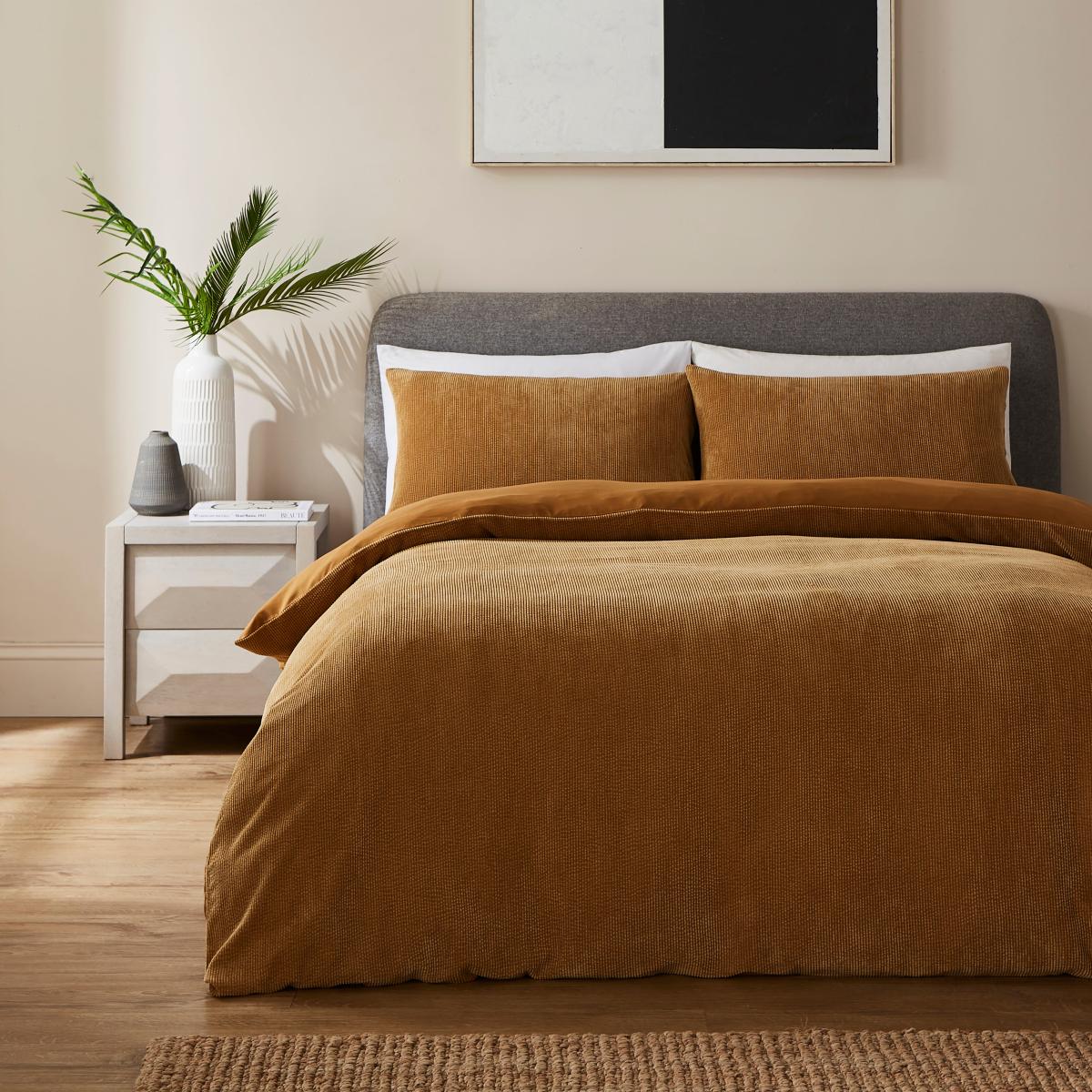 Felix Corduroy Duvet Cover and Pillowcase Set Charcoal (Grey) – image 2