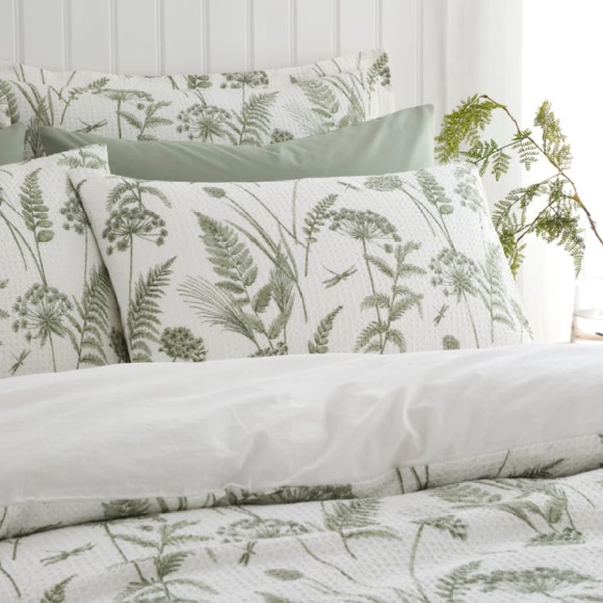 Garden Sprigs Waffle 100% Cotton Duvet Cover & Pillowcase Set – image 3