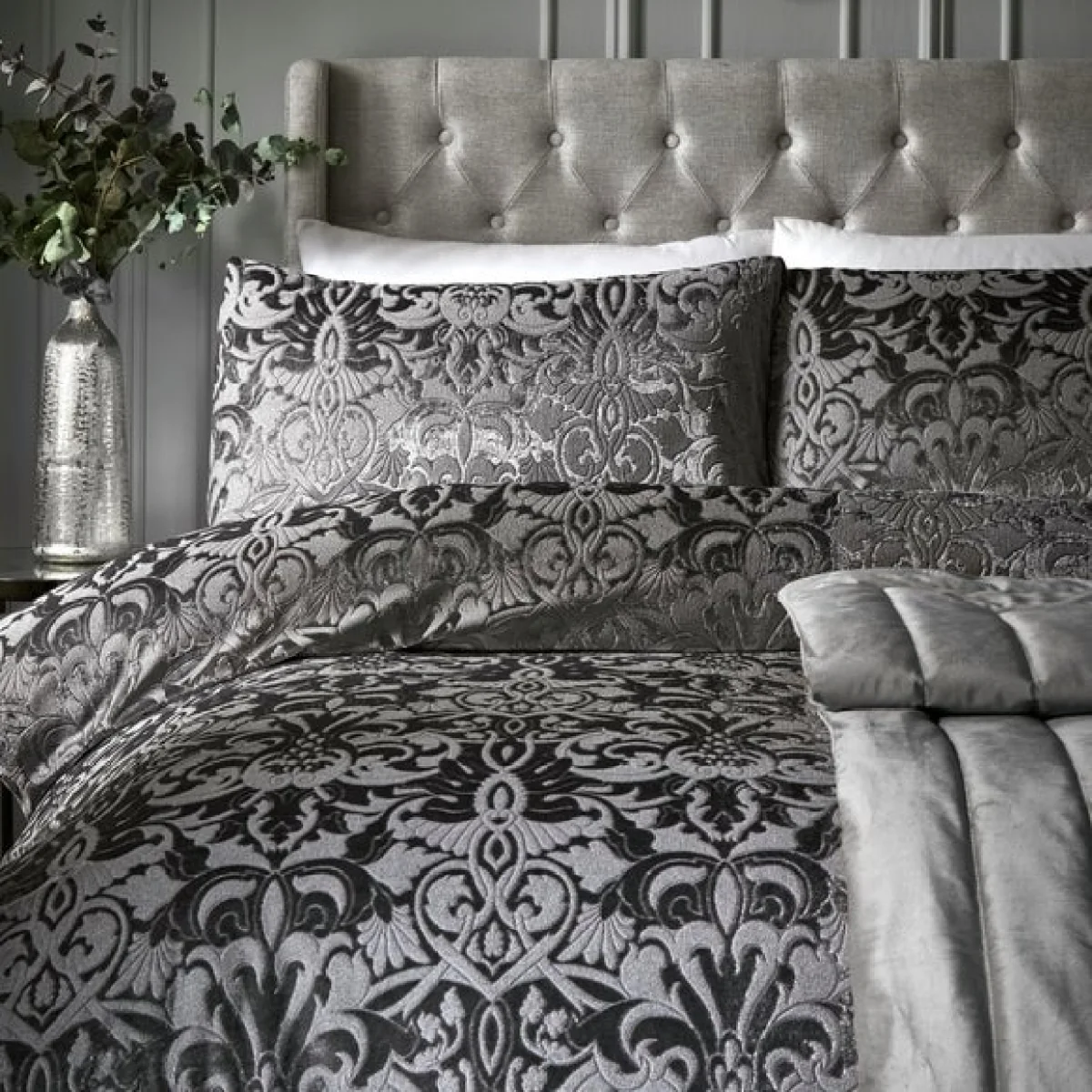 Firenza Duvet Cover and Pillowcase Set Slate Grey Slate (Grey) – image 2