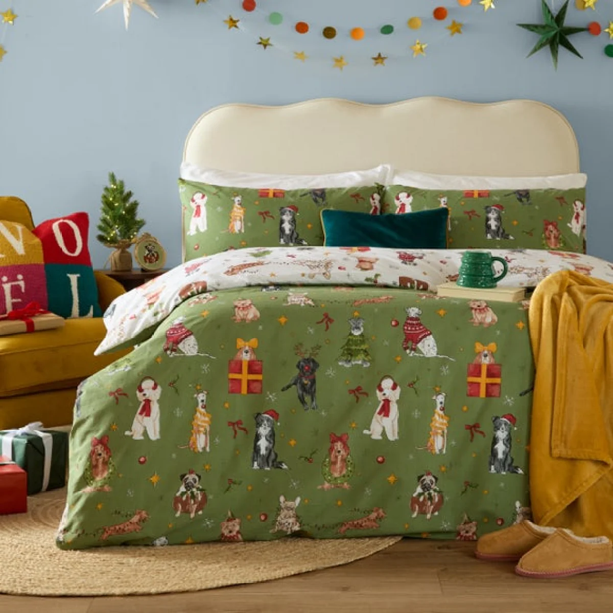 Furn. Christmas Pawty Brushed Polycotton Duvet Cover & Pillowcase Set – image 2