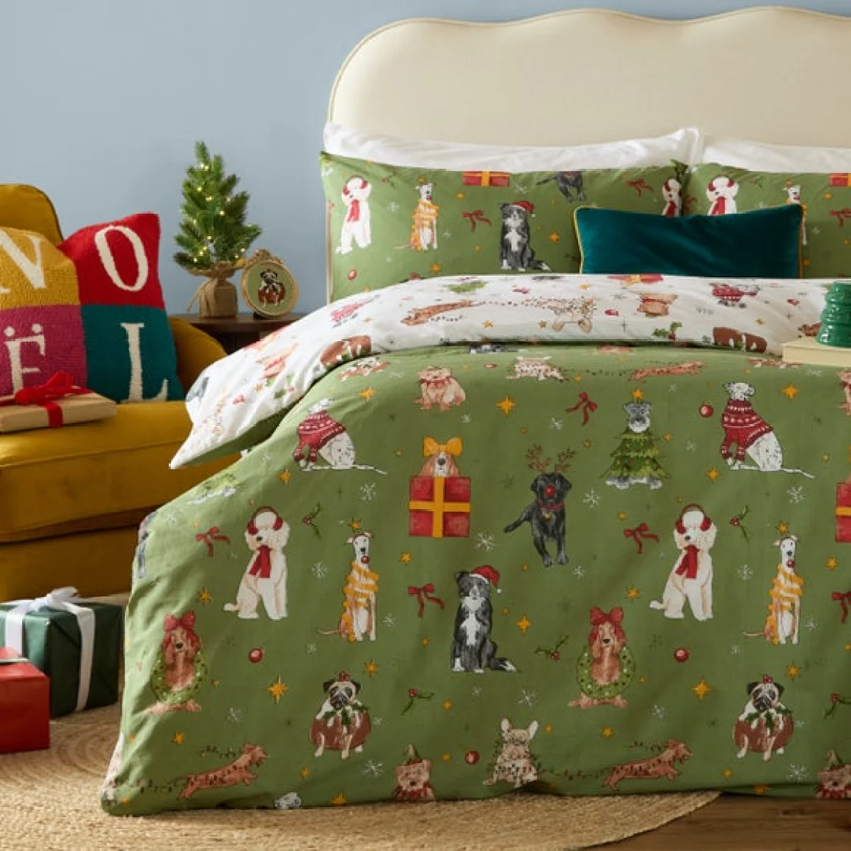 Furn. Christmas Pawty Brushed Polycotton Duvet Cover & Pillowcase Set – image 4