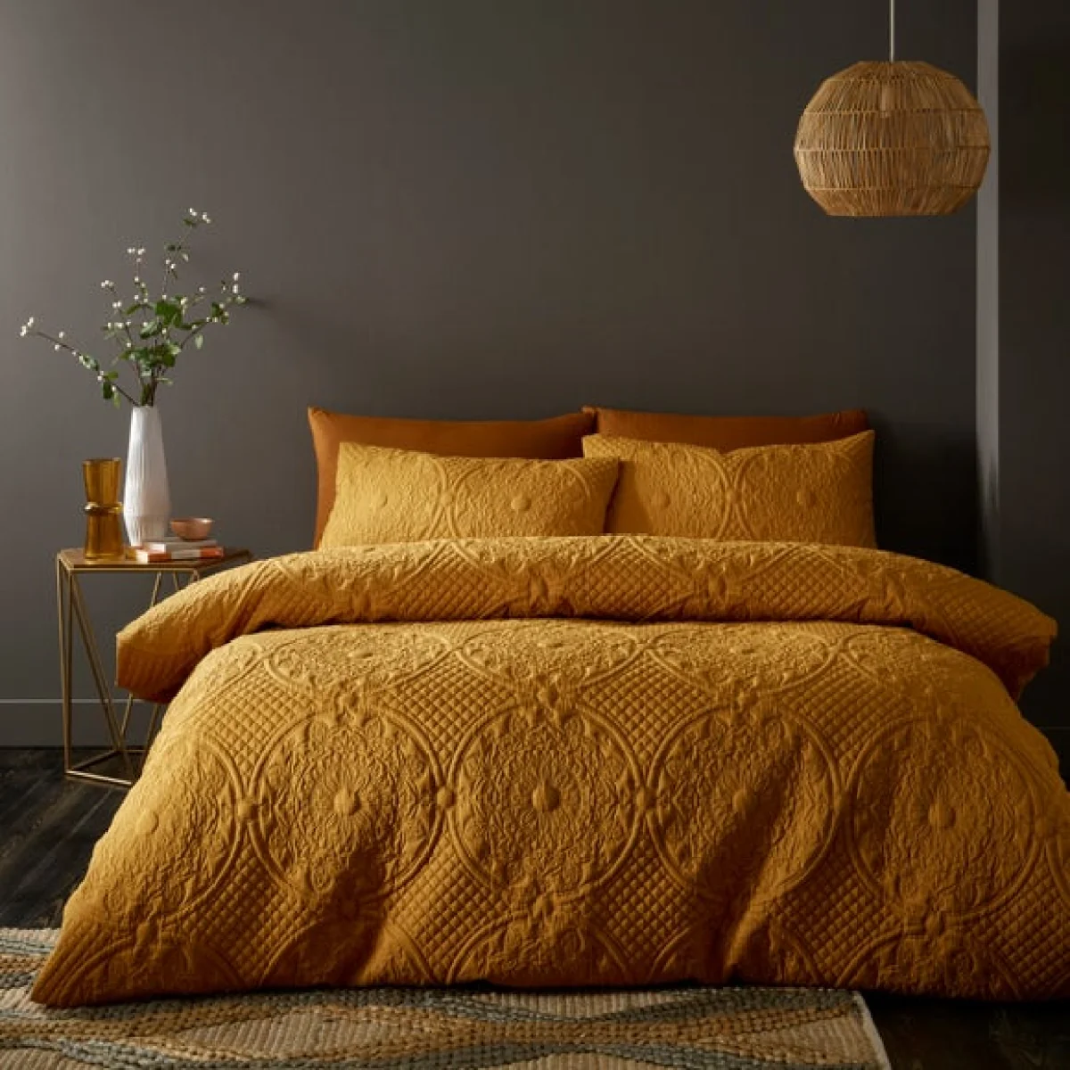 Mandalay Yellow Duvet Cover and Pillowcase set Yellow – image 1