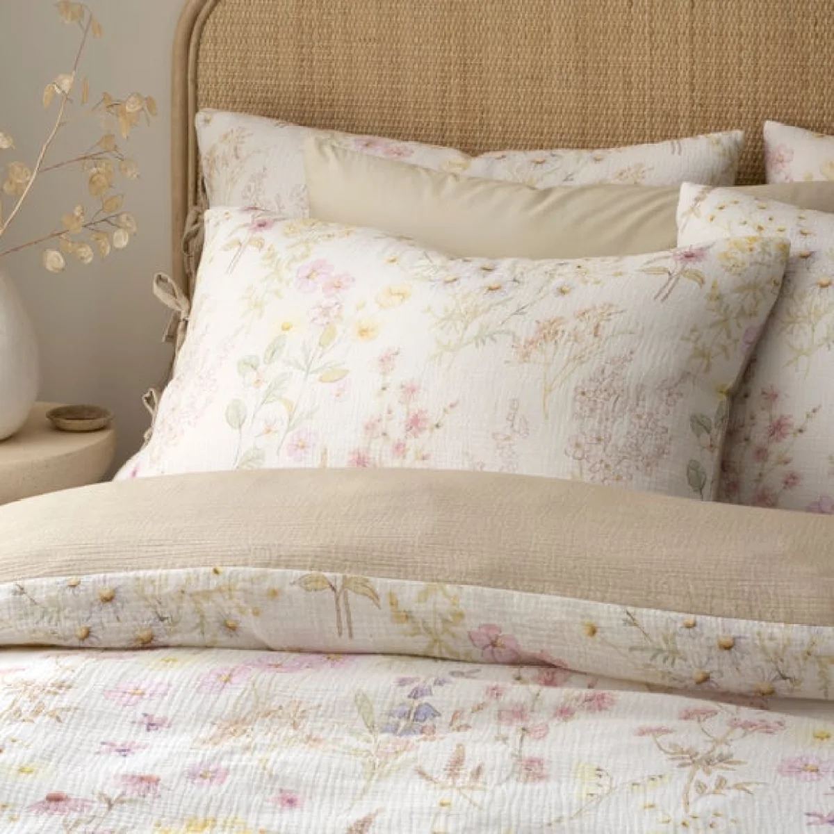 Lucia Floral Muslin 100% Cotton Duvet Cover & Pillowcase Set – image 3