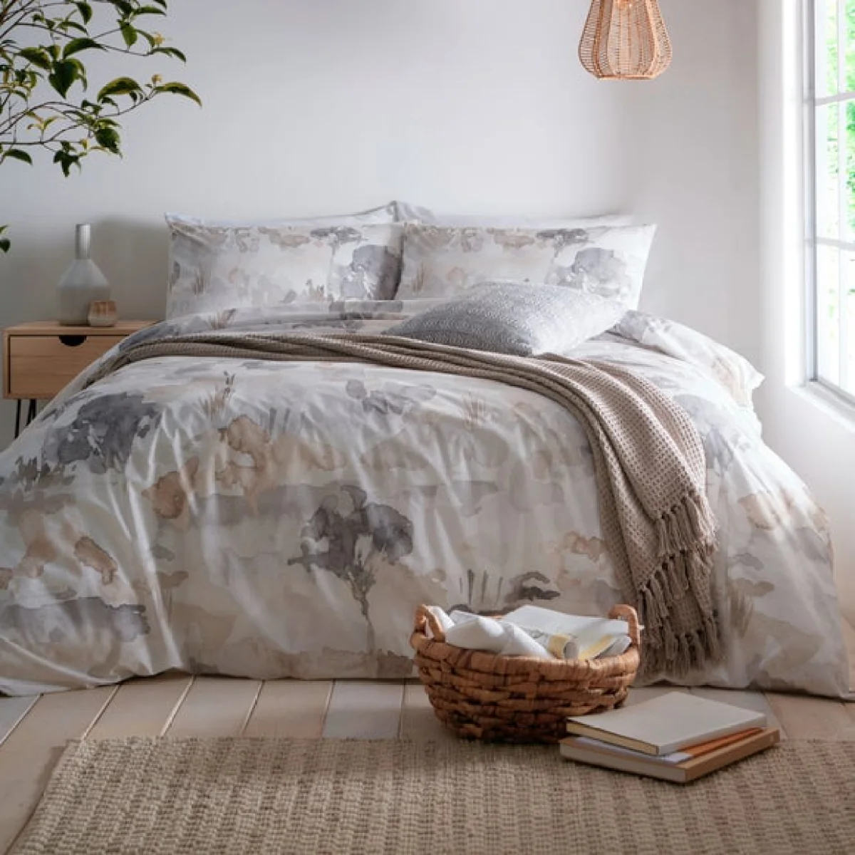 Edale Duvet Cover and Pillowcase Set Linen Linen – image 1
