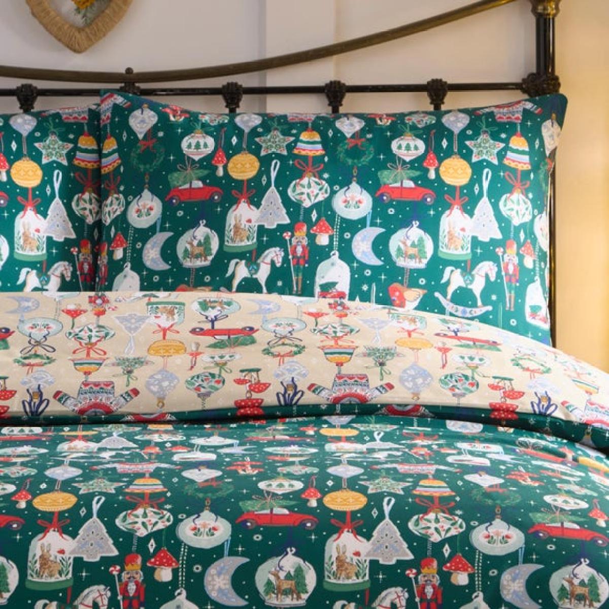 Fusion Christmas Ornaments Polycotton Duvet Cover & Pillowcase Set – image 2