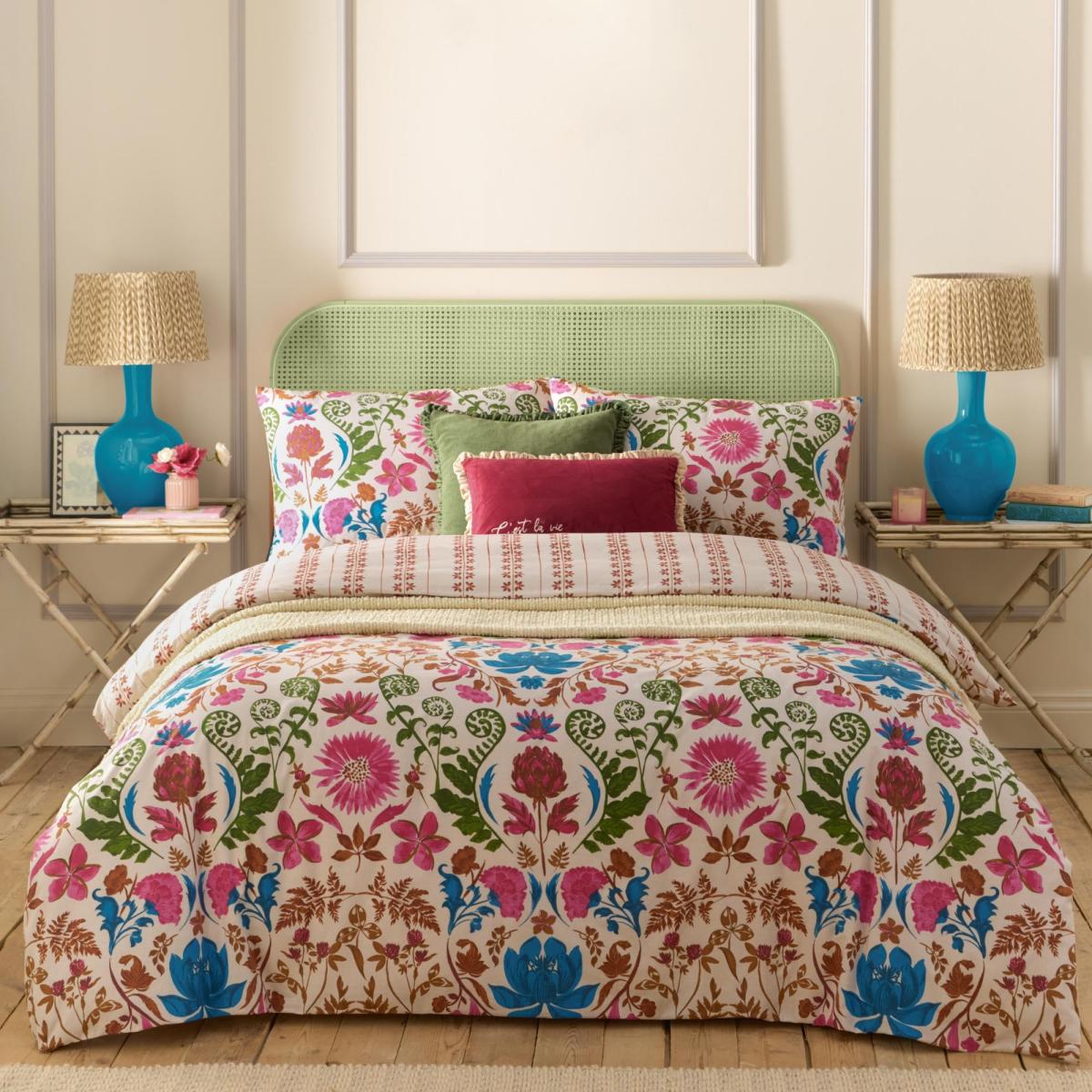 Furn Curious Lotus Reversible Duvet Cover and Pillowcase Set Multicoloured – image 1