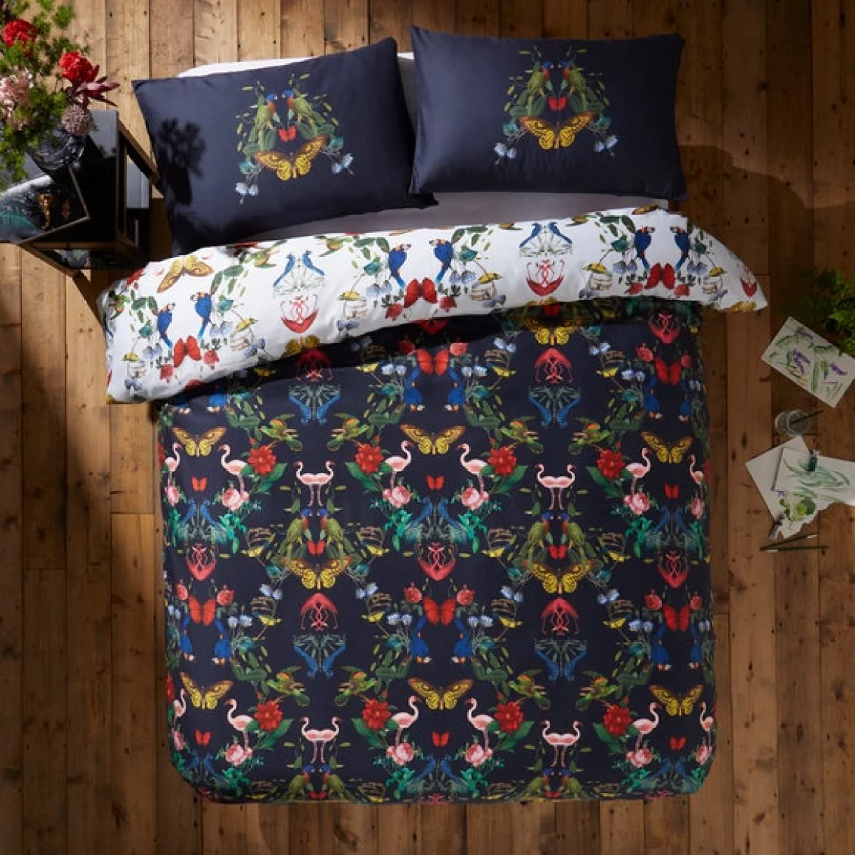Tropical Kaleidoscope Duvet Cover & Pillowcase Set Yellow – image 1