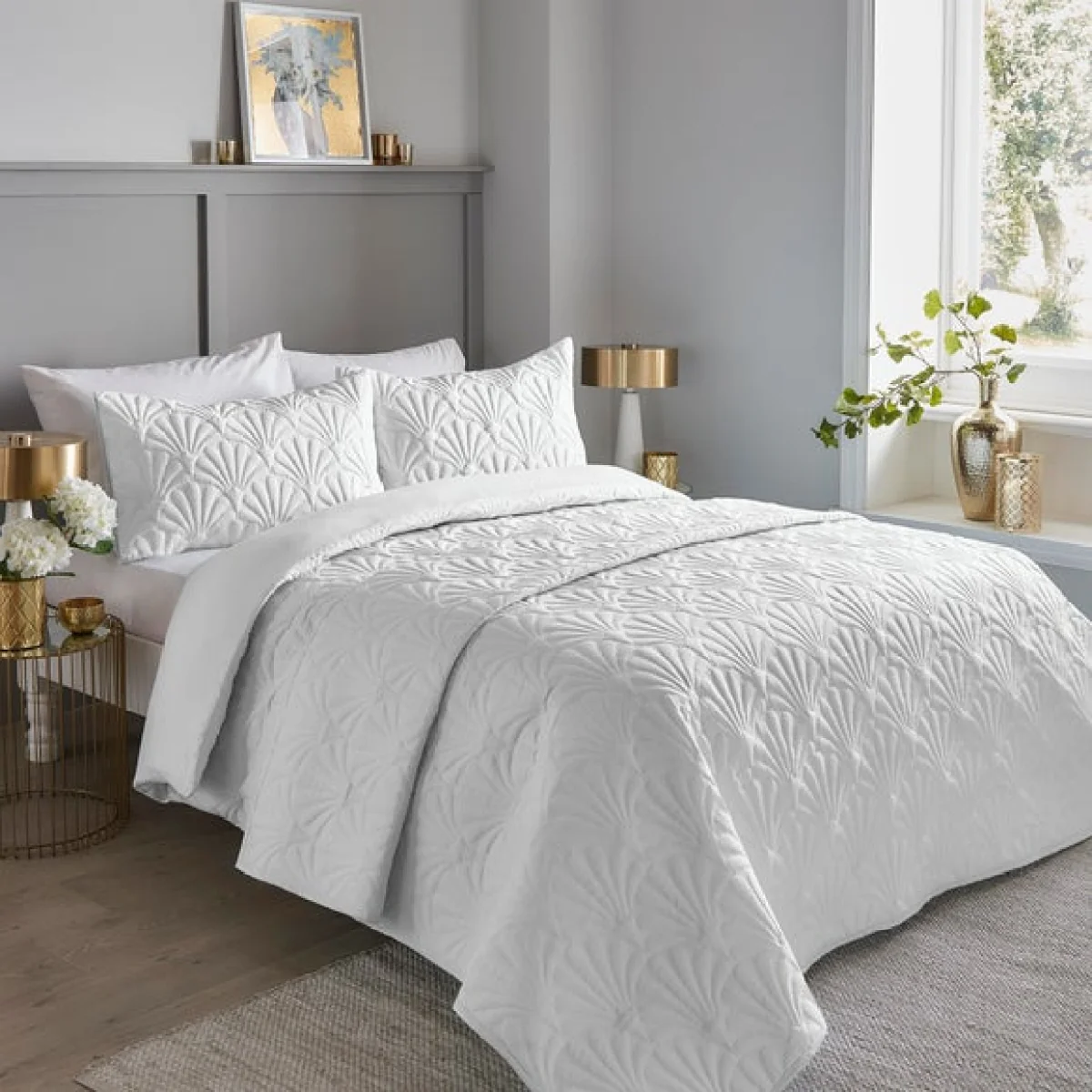 Cavali Duvet Cover and Pillowcase Set White White – image 1