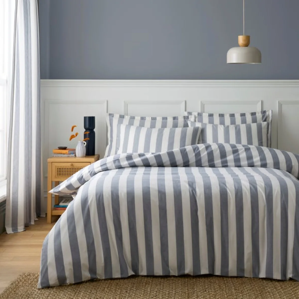 Beatrice Woven Stripe 100% Cotton Duvet Cover & Pillowcase Set – image 1
