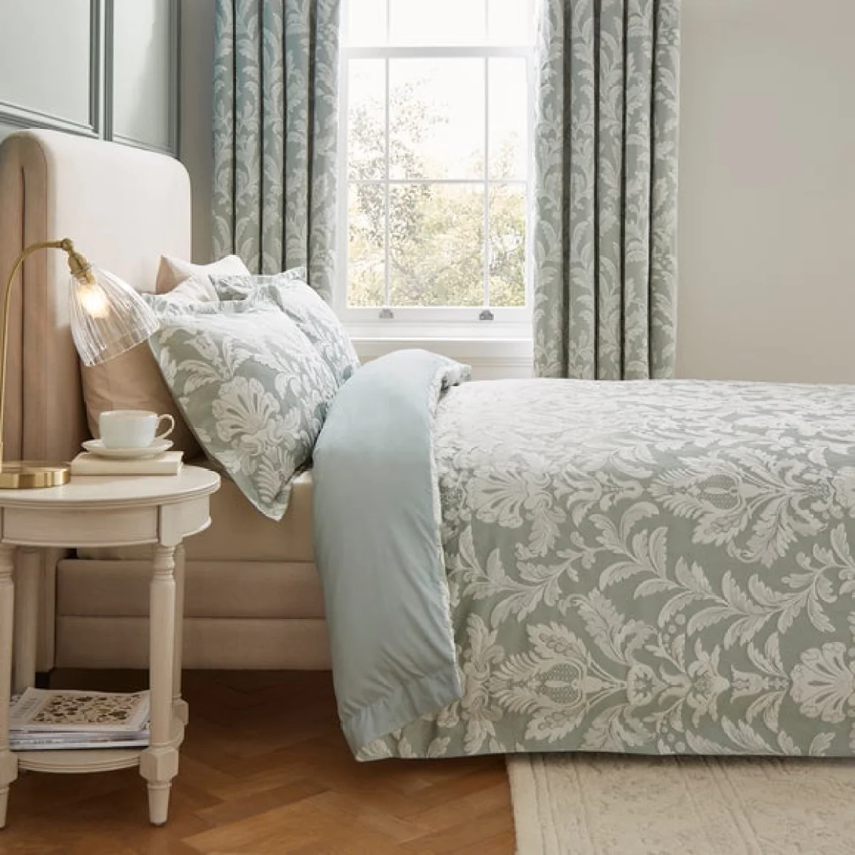 Dorma Florence Duvet Cover and Pillowcase Set Green/White – image 8