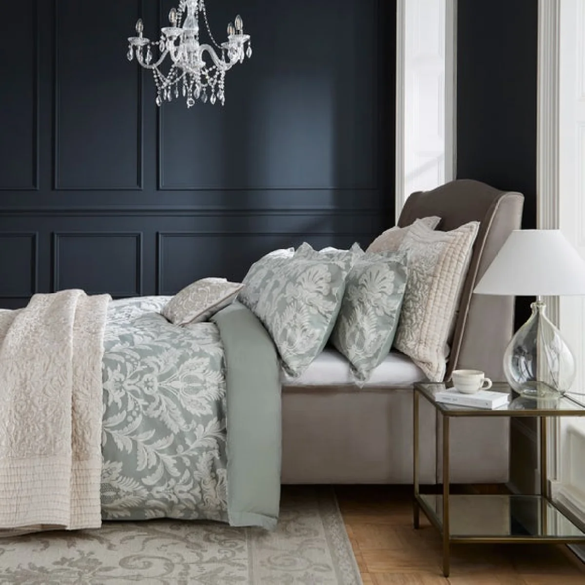 Dorma Florence Duvet Cover and Pillowcase Set Green/White – image 9