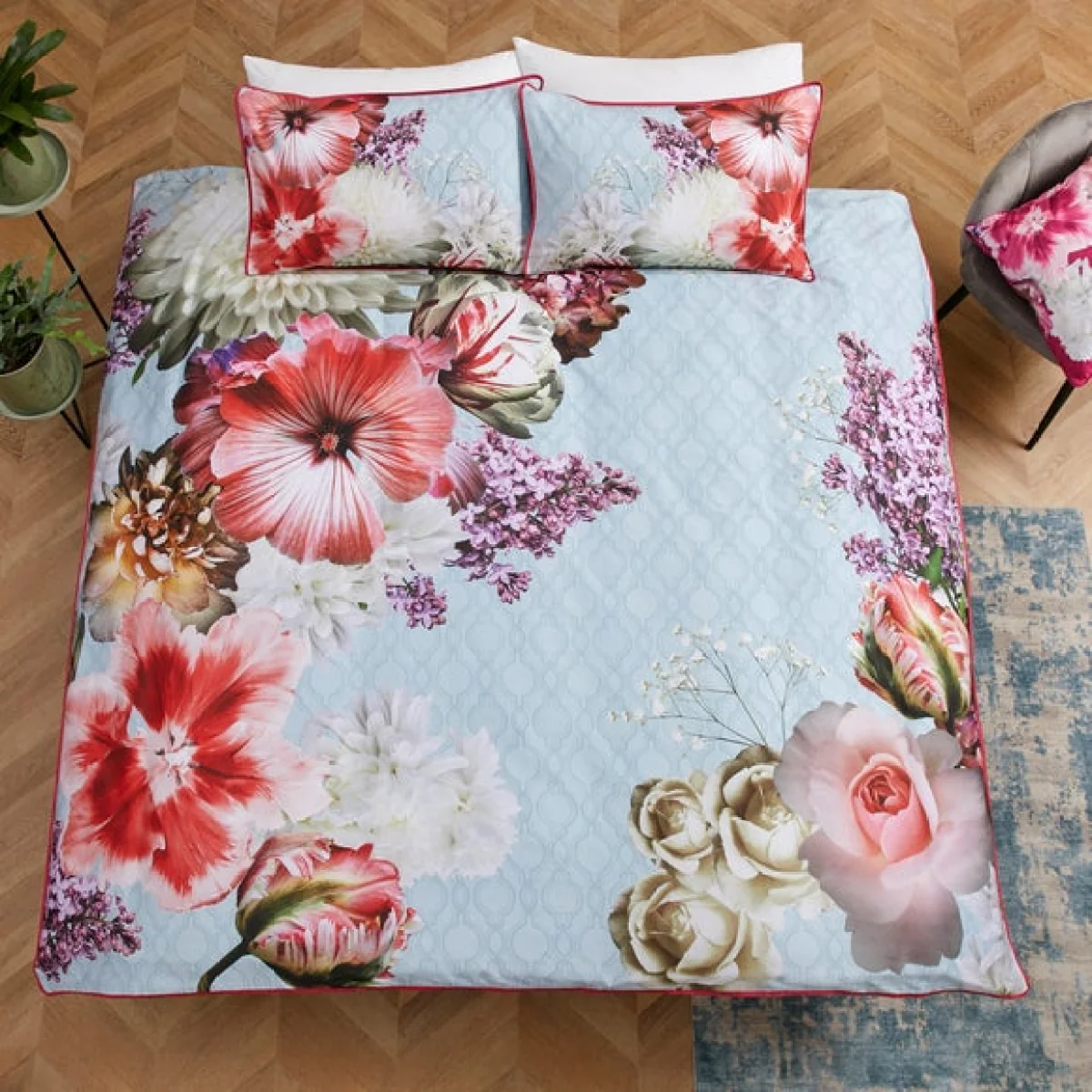 Mayfair Lady Cotton Duvet Cover and Pillowcase Set Blue – image 4