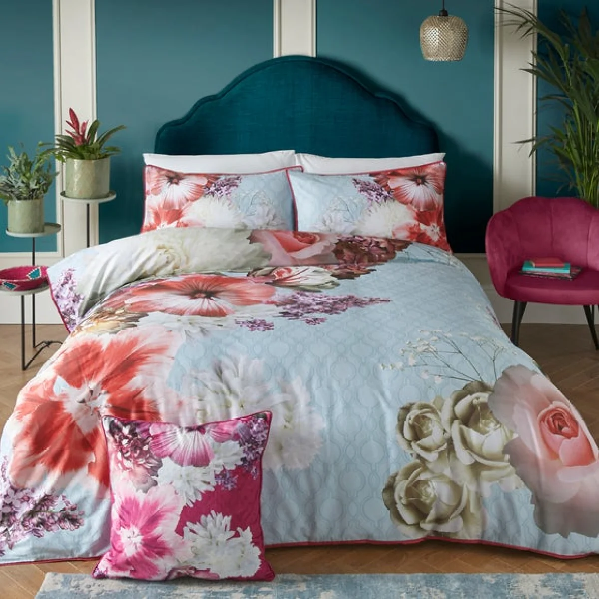 Mayfair Lady Cotton Duvet Cover and Pillowcase Set Blue – image 5