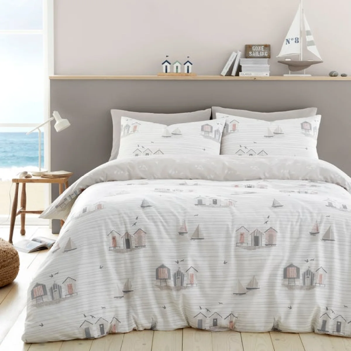 Fusion Beach Huts Duvet Cover and Pillowcase Set Natural – image 2