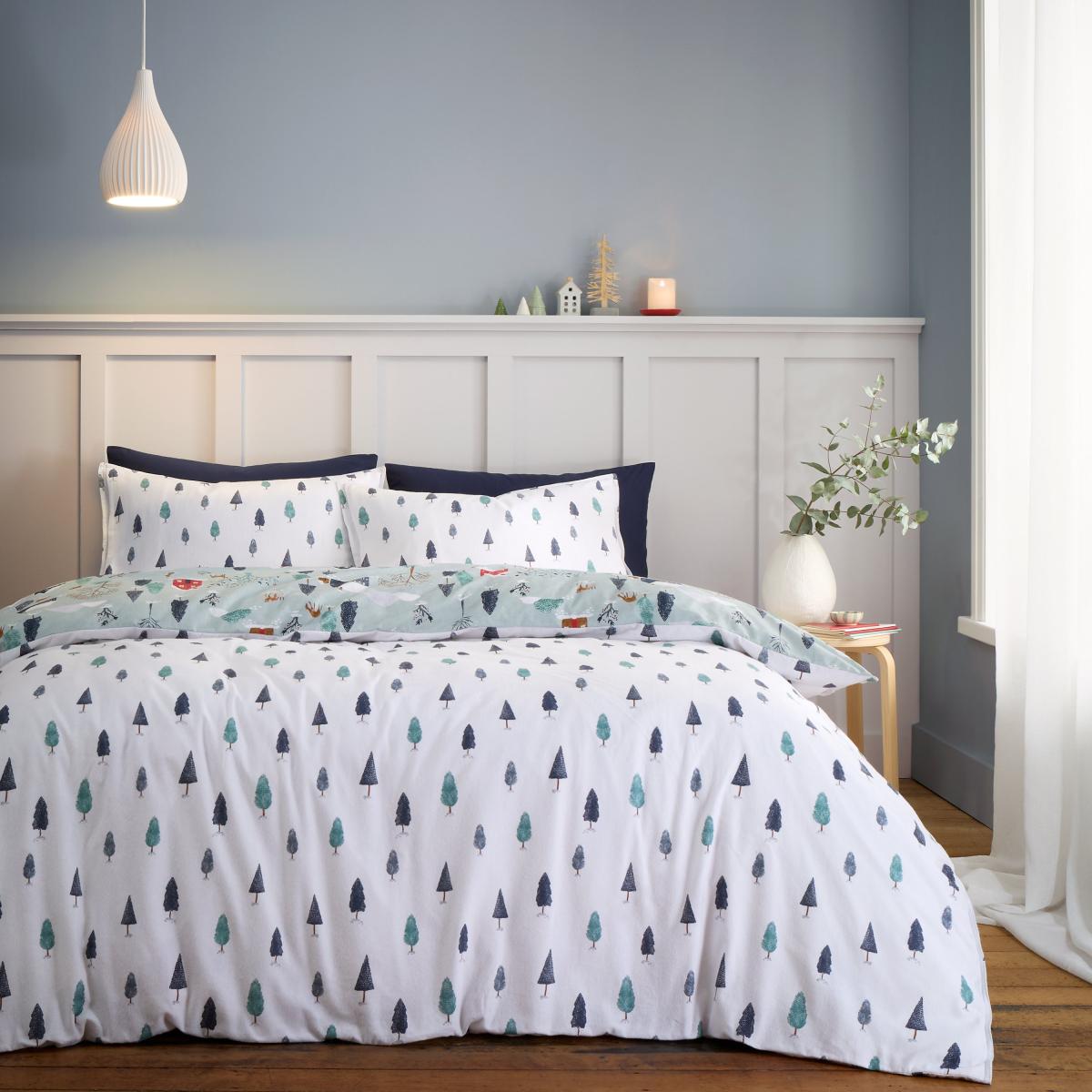 Bianca Brushed Cotton Winter Scene Duvet Cover and Pillowcase Set – image 2